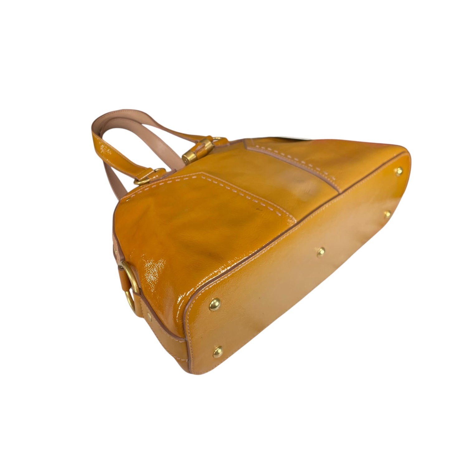 YSL Saint Laurent Mustard Hombre Patent Leather Muse GHW Tote