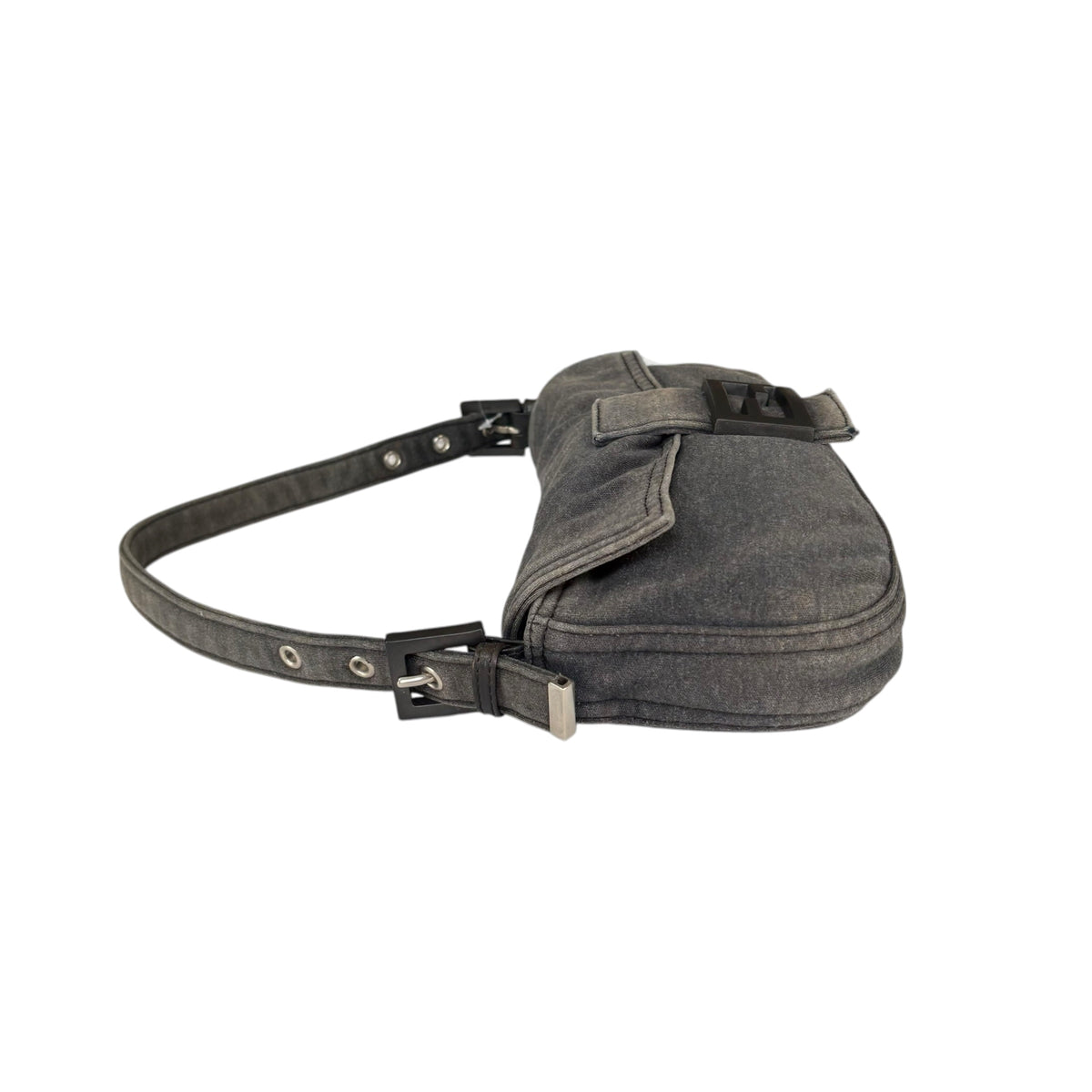 Fendi Y2K Classic Baguette Cotton Grey & Black Shoulder Purse