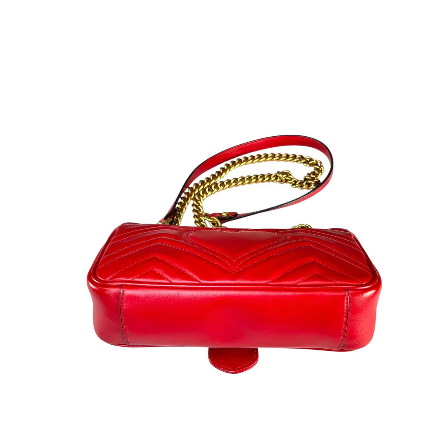 Gucci GG Marmont Red Leather Quilted Crossbody Shoulder Purse
