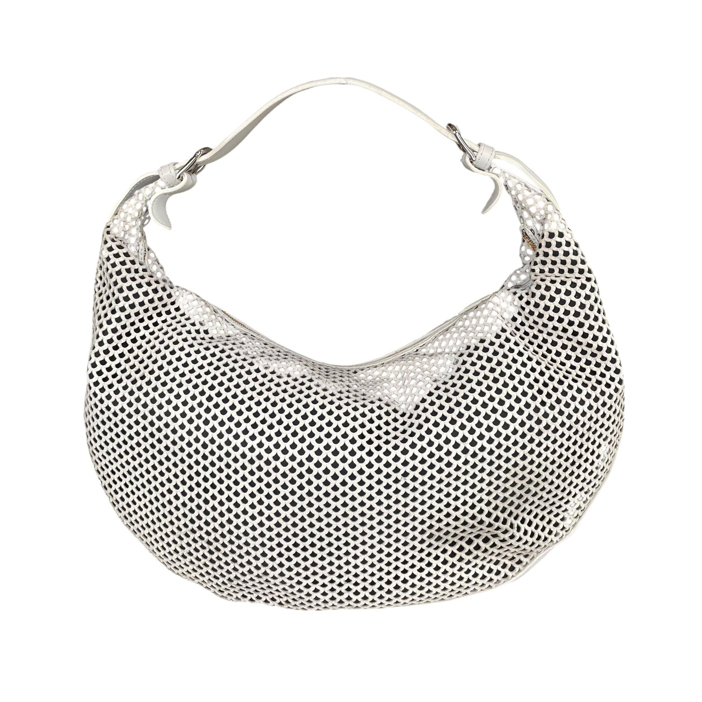 Christian Dior Y2K Perforated White Leather CD Logo Medium Hobo Bag