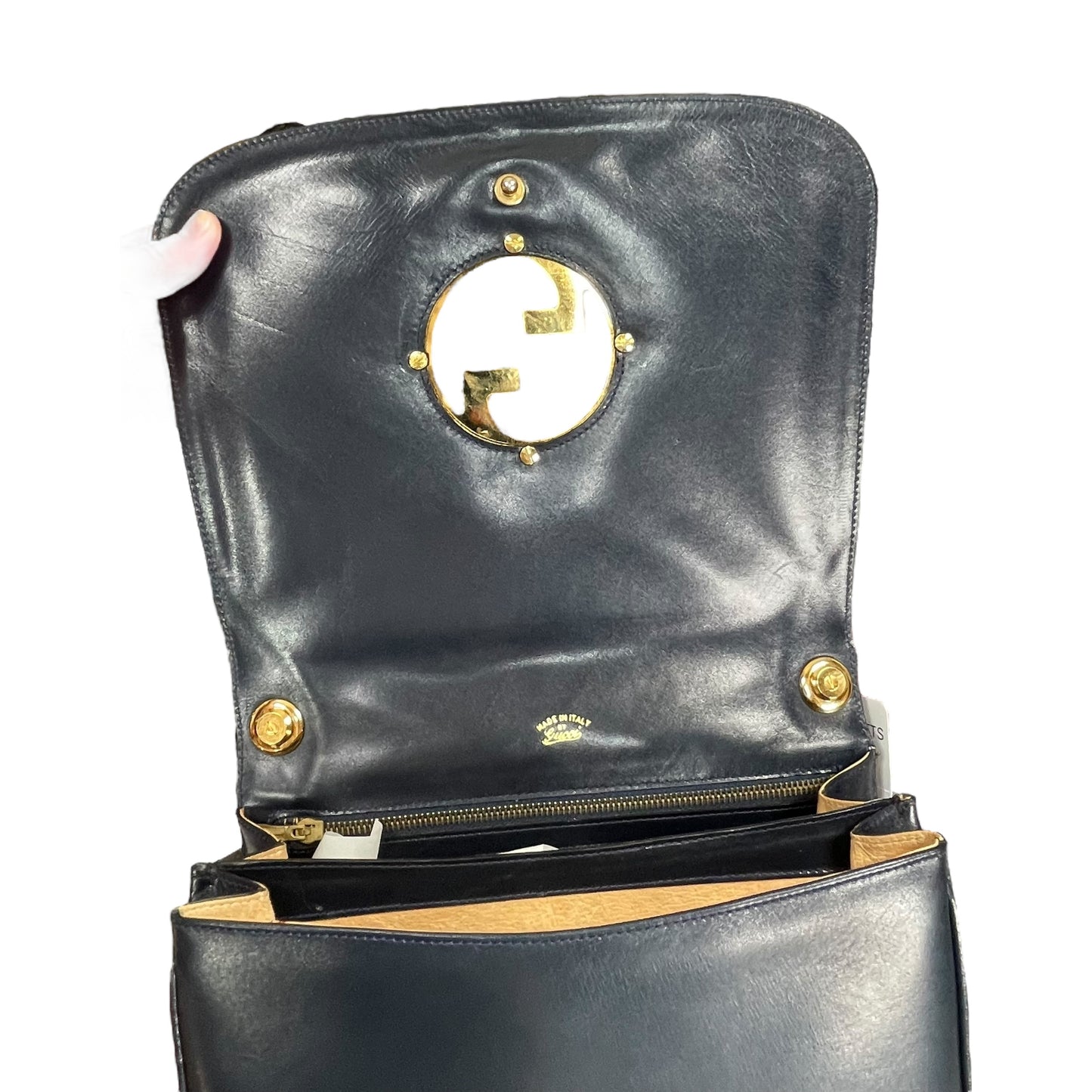 GG Blondie Navy GHW Blondie Flap Shoulder Two Way Purse