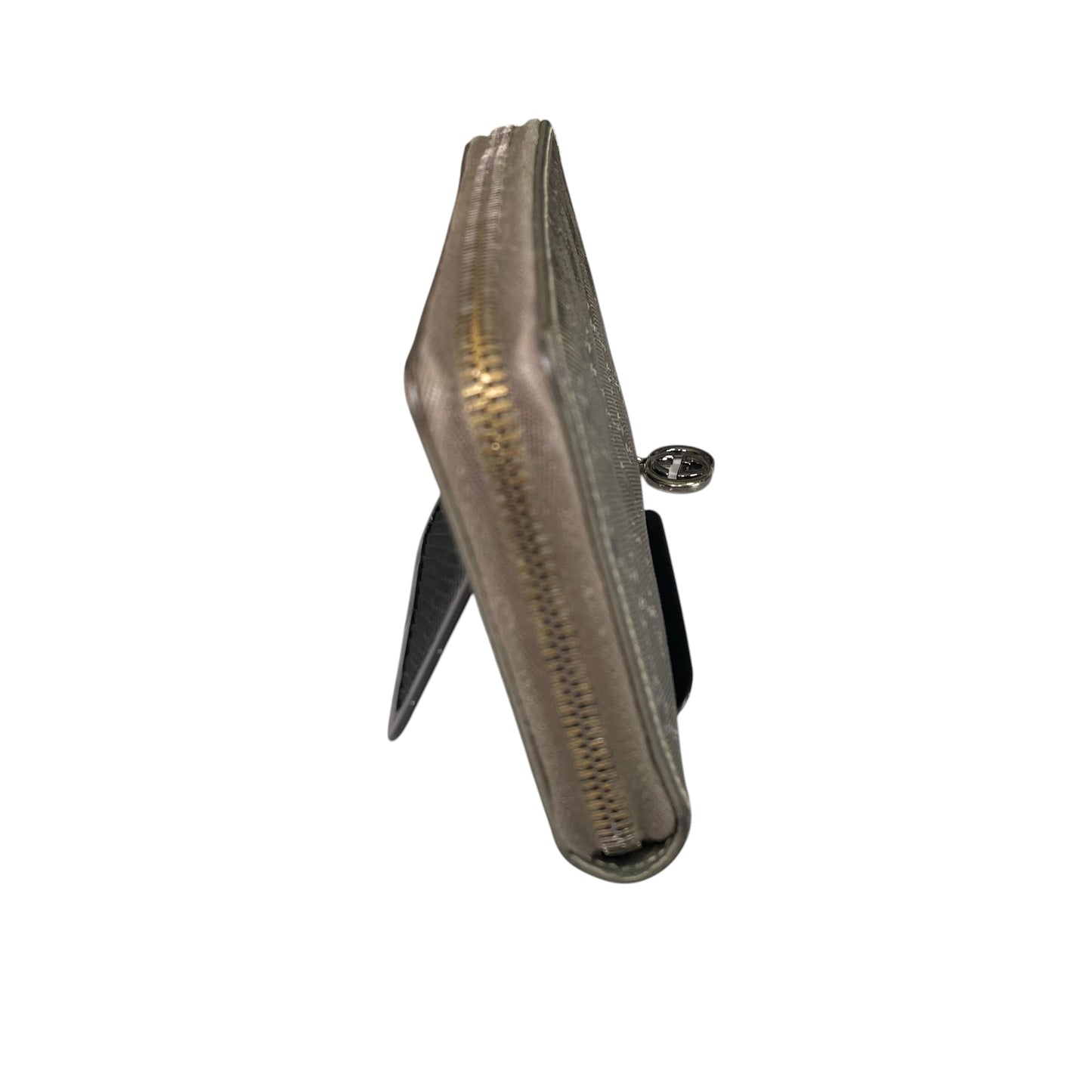 Gucci GG Bronze Impleme Metallic Gunmetal HW Zip Around Long Wallet