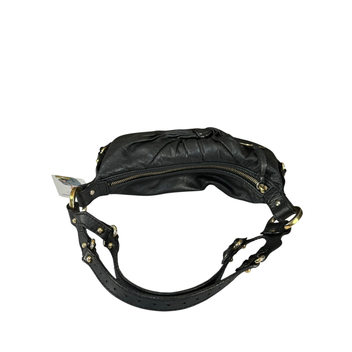 Fendi Baguette Y2K Knot / Flower Black Leather Shoulder Purse