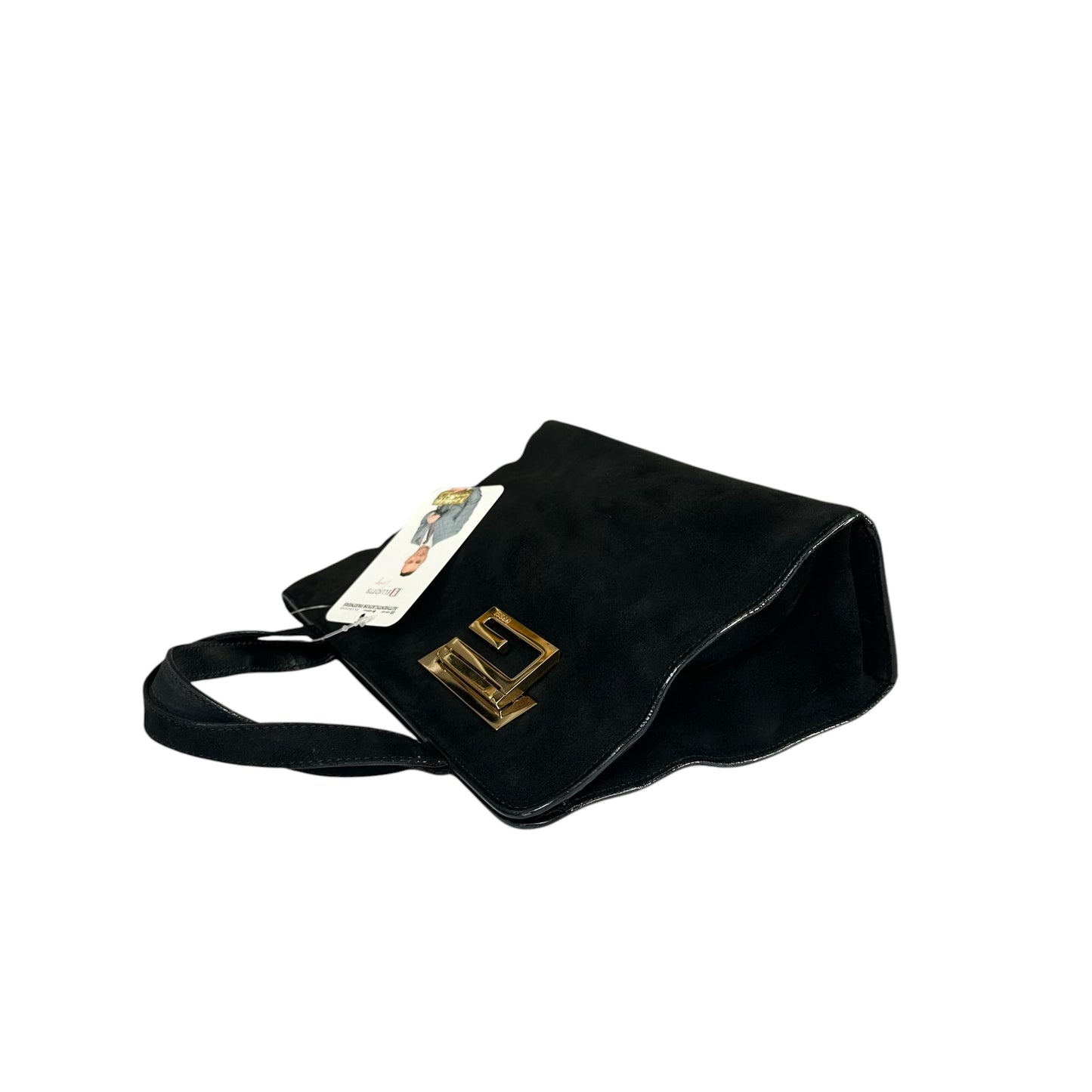 Gucci G Black Suede. Leather GHW Mini Tilt-Lock Top Purse