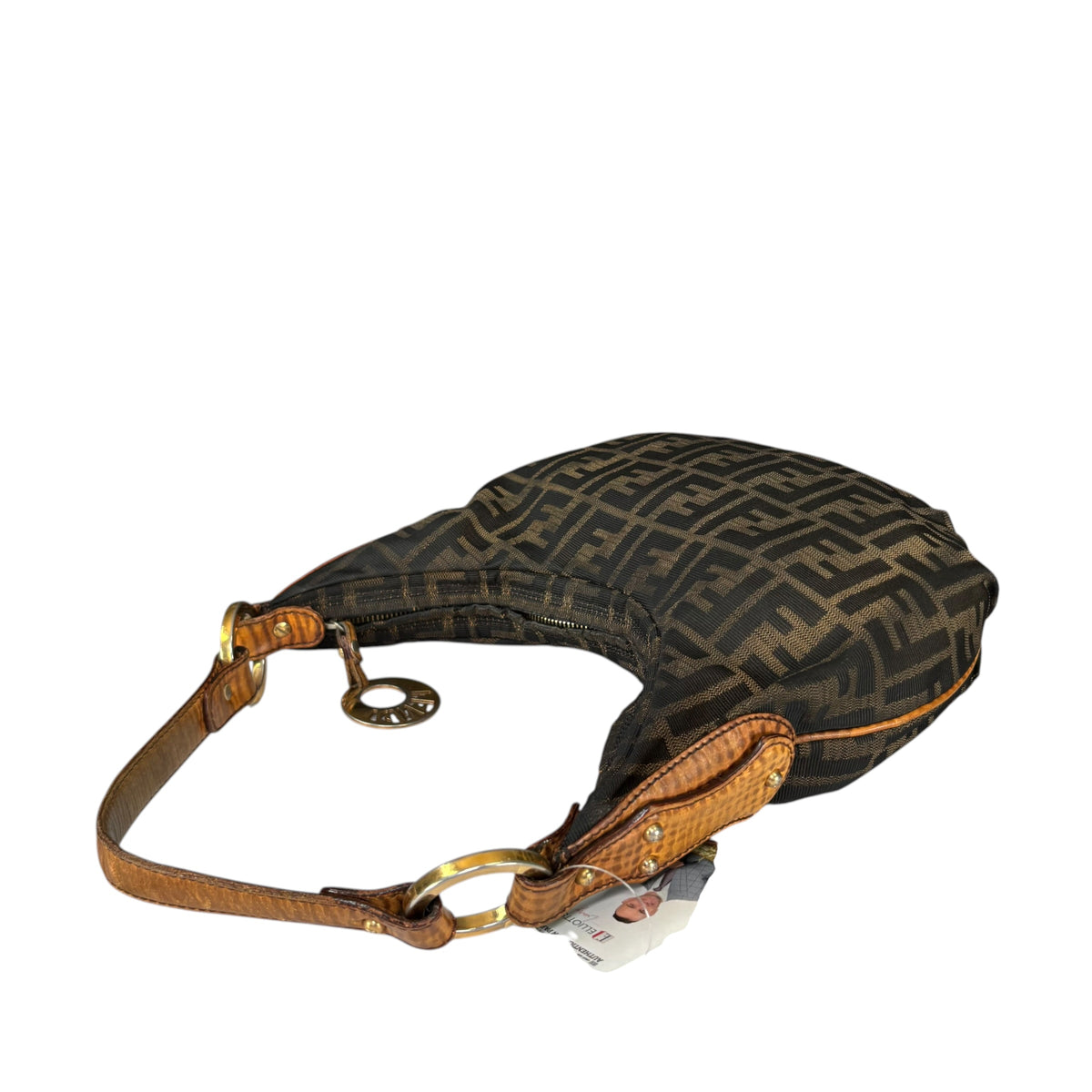 Fendi Y2K Zucca Embossed Lizard Chef Shoulder Purse