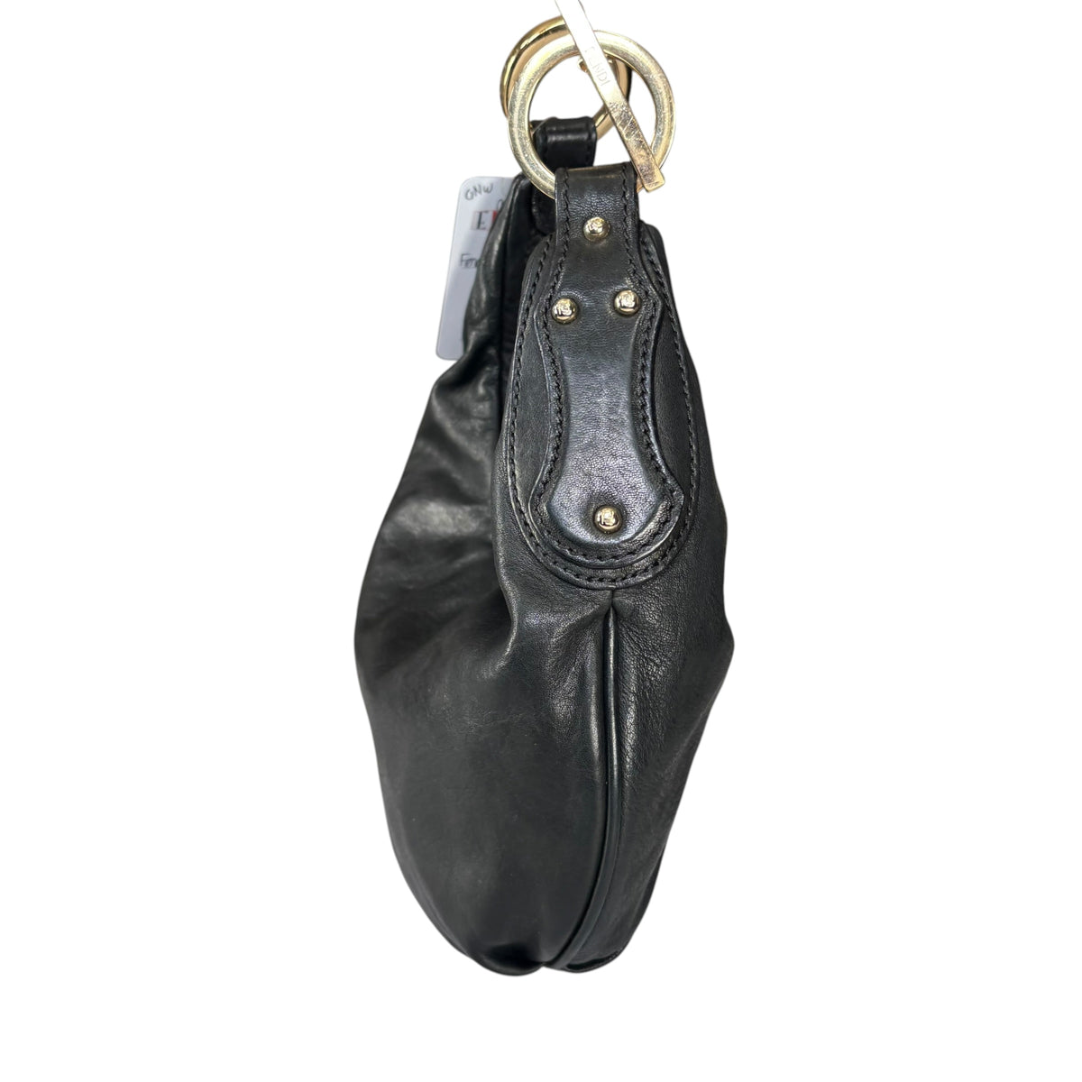 Fendi Mini Chef GHW Crescent Black Leather Chain Shoulder Purse