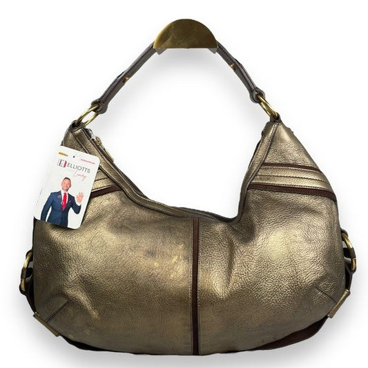 YSL Yves Saint Laurent Golden Goose Metallic Hobo Shoulder Bag Leather Purse