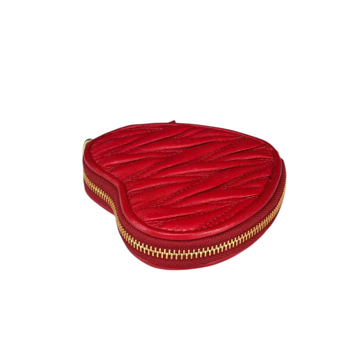 Miu Miu Matelasse Mini GHW Heart Red Leather Zippy Coin Pouch