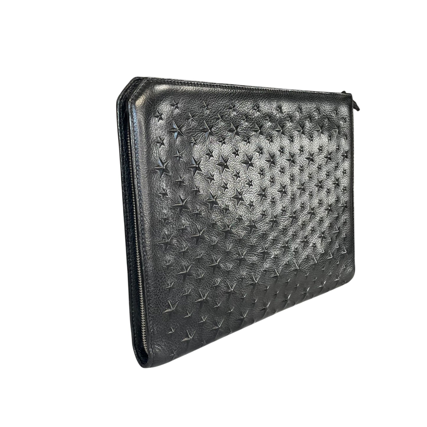 Jimmy Choo Derek XL Black Stars-All-Over Embossed Leather Portfolio iPad Sleeve