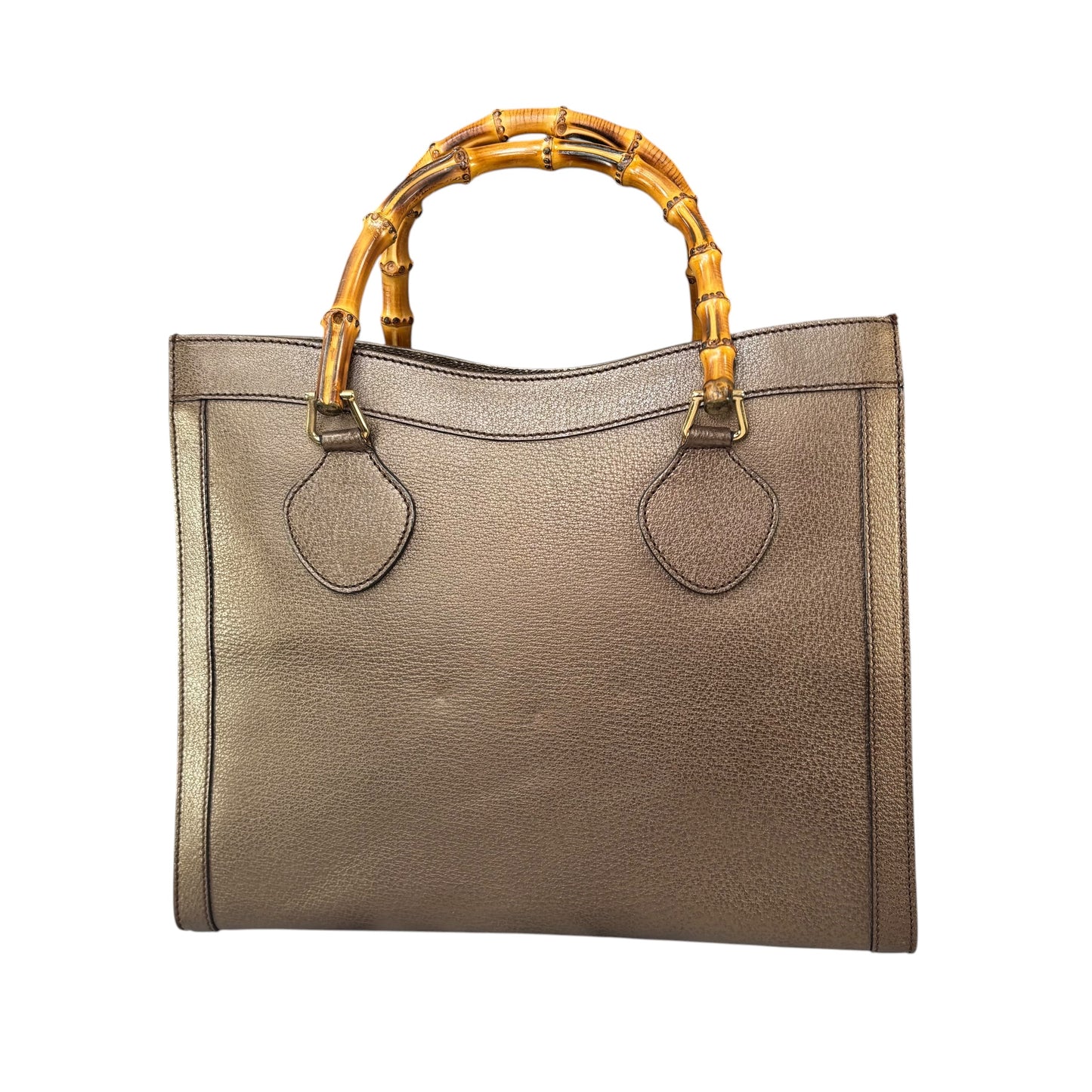 Gucci Diana Bronze Metallic Suede Bamboo Tote