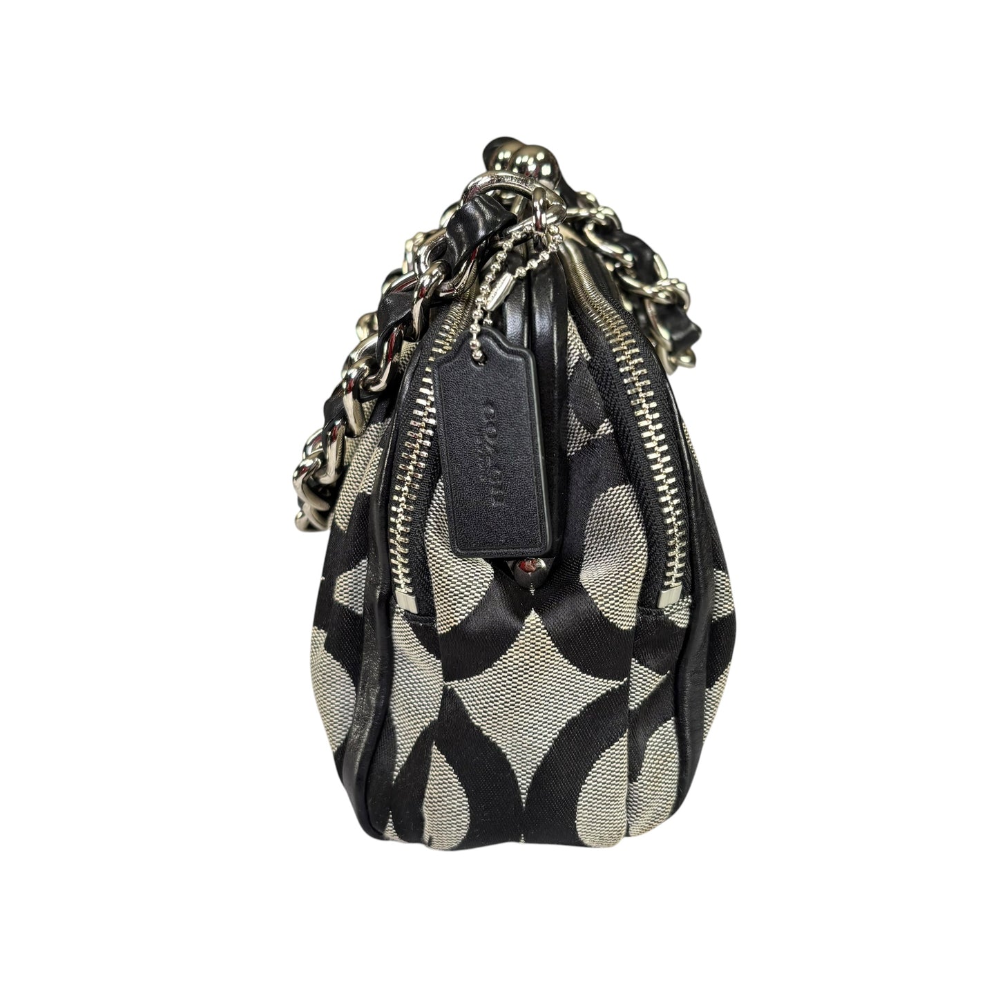 Coach Y2K Opti C Canvas Leather Kiss-Lock Black SHW Chain Shoulder Purse