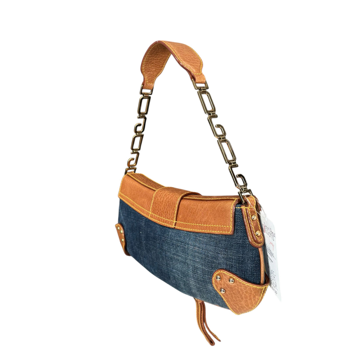 Dolce & Gabbana Y2K O-Ring Distressed Denim Gold Purse