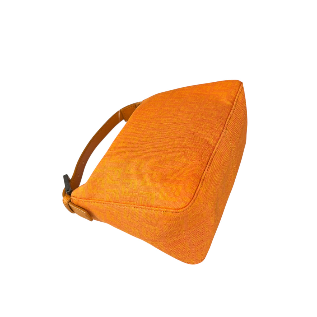 Fendi Y2K Mini Orange Brushed Nickel HW Canvas Zip Pouchette