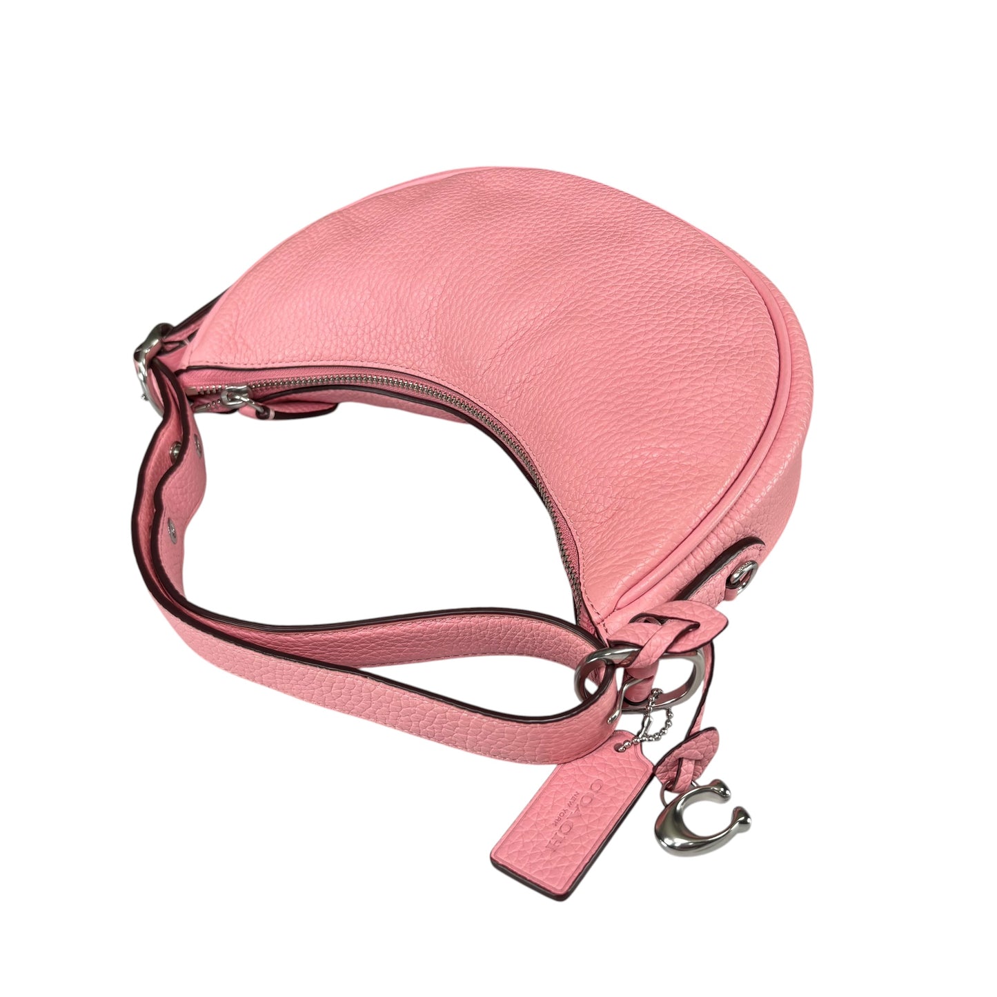 Coach Luna Pink Crescent SHW 2-Way Pebbled Leather Purse