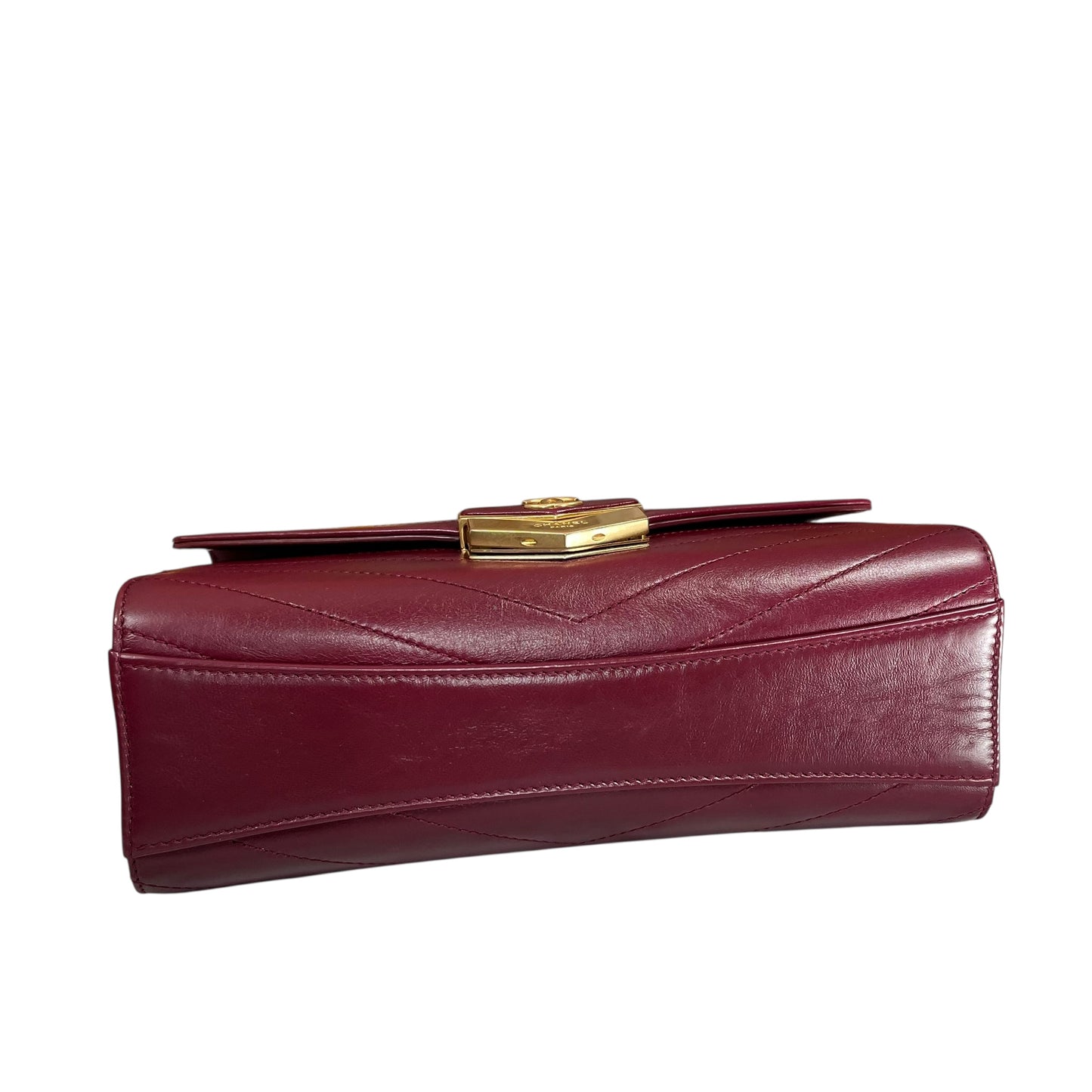 Chanel CC Medal Bucket Envelop Merlot Zip Brushed GHW Burgundy 2Way CrossbodyPurse