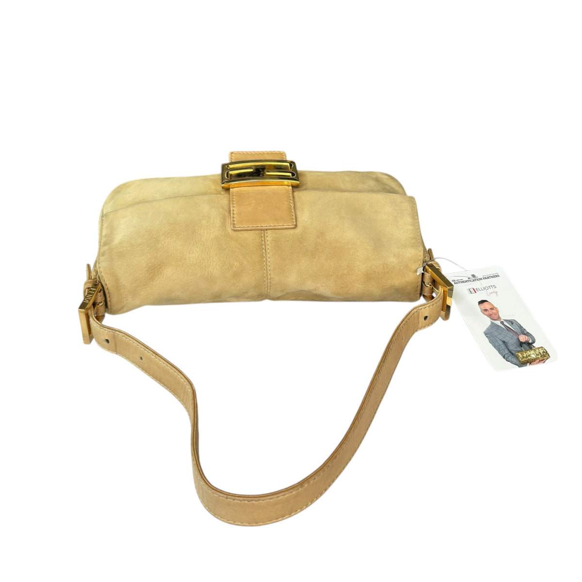 Fendi Y2K Baguette Suede Leather Gold / Gold Tan Shoulder Purse