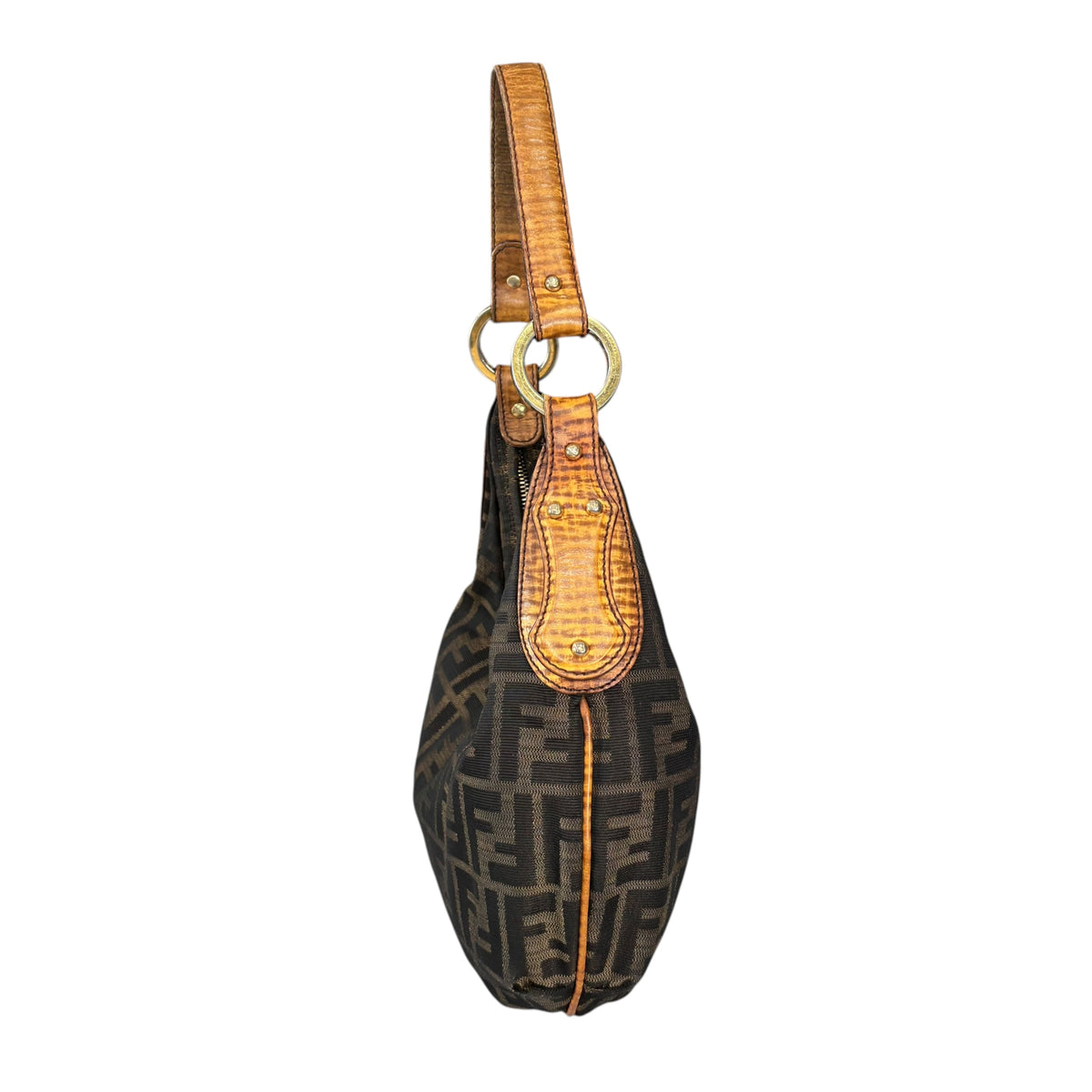 Fendi Y2K Zucca Embossed Lizard Chef Shoulder Purse