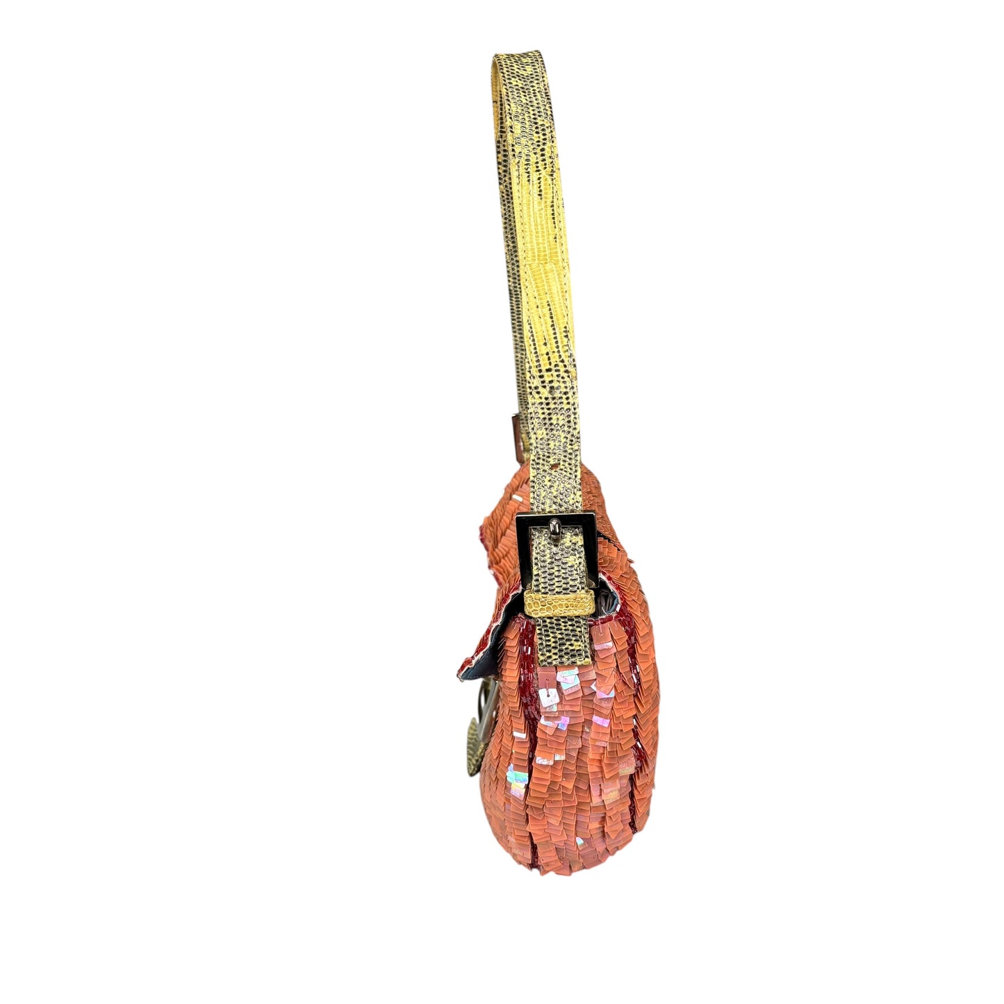 Fendi Y2K Baguette Coral Sequin Shoulder Purse
