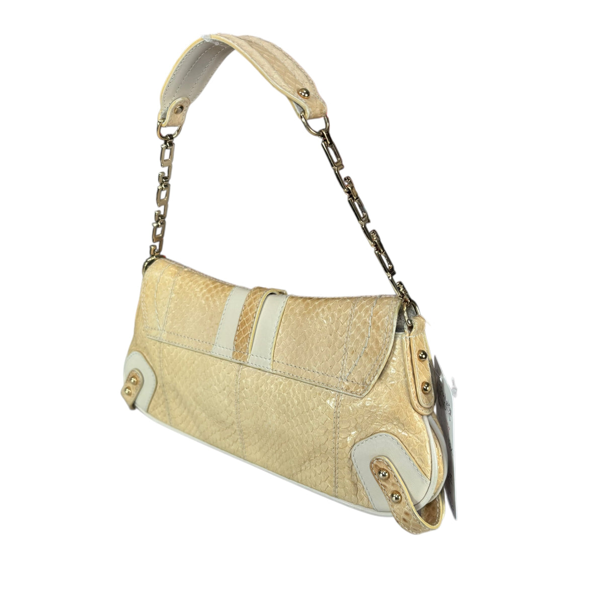 Dolce & Gabbana Y2K Python Creme Two-Tone Shoulder Purse