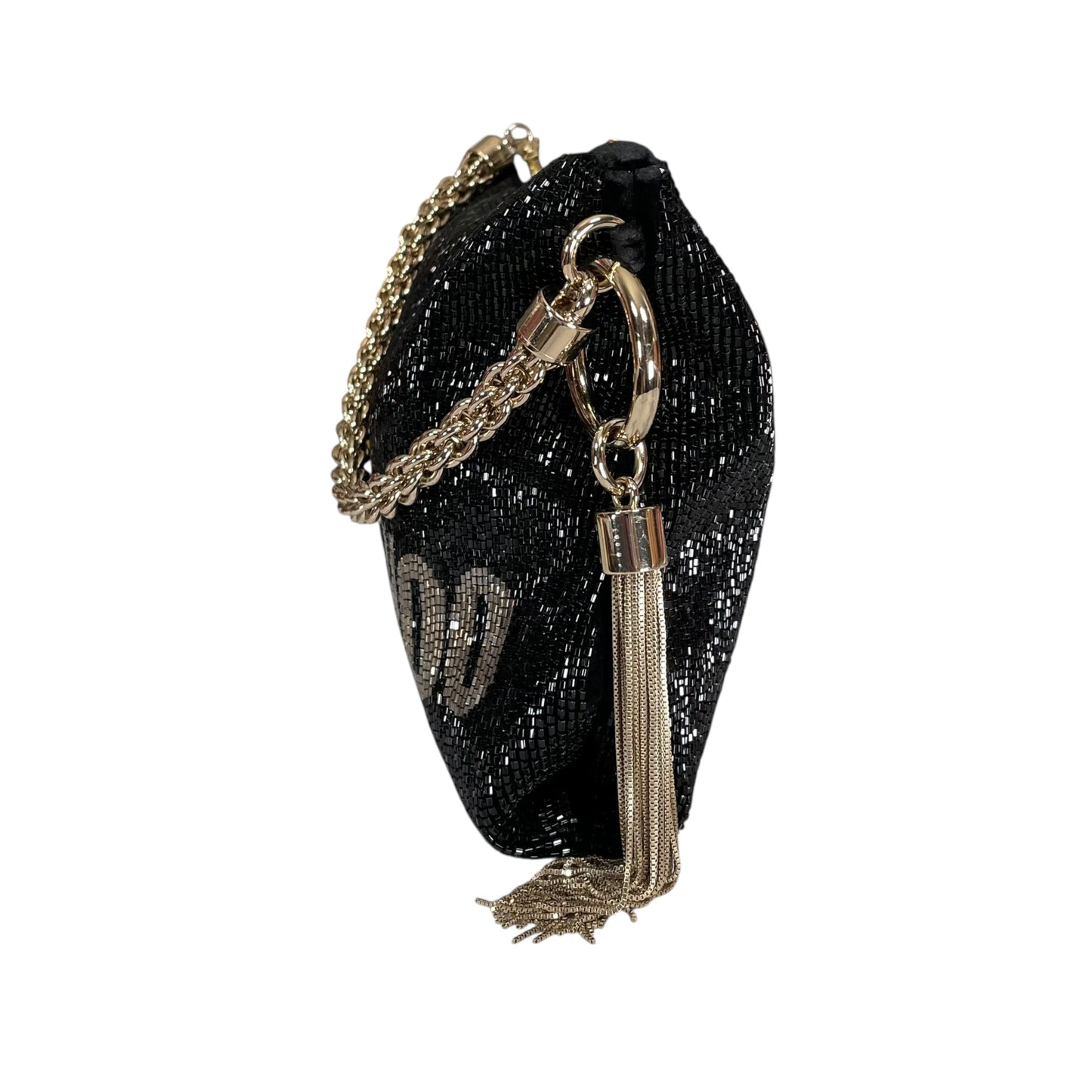 Jimmy Choo Callie I WANT CHOO Limited GHW Shoulder Black Beaded Clutch Purse