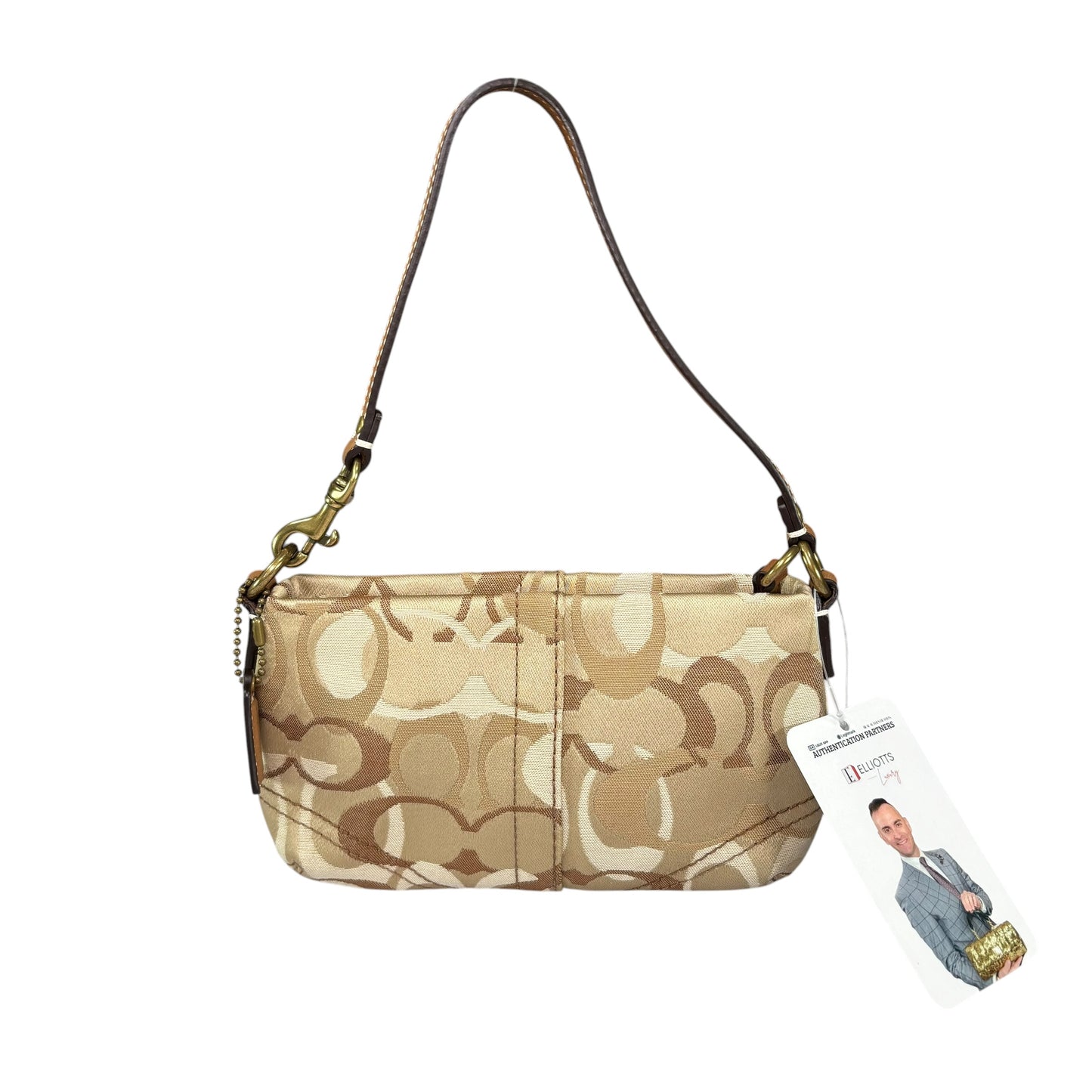 Coach Y2K Mini Soho Signature Canvas Brown Jacquard Leather GHW Purse