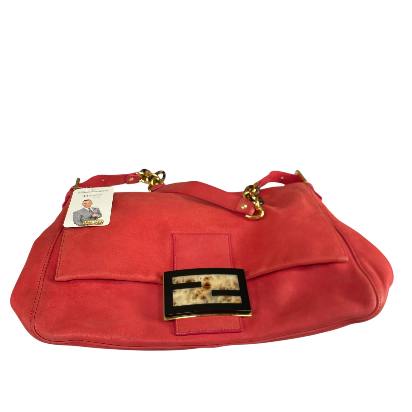 Fendi Baguette MAXI Grapefruit GHW Grapefruit Iridescent Leather Shoulder Purse
