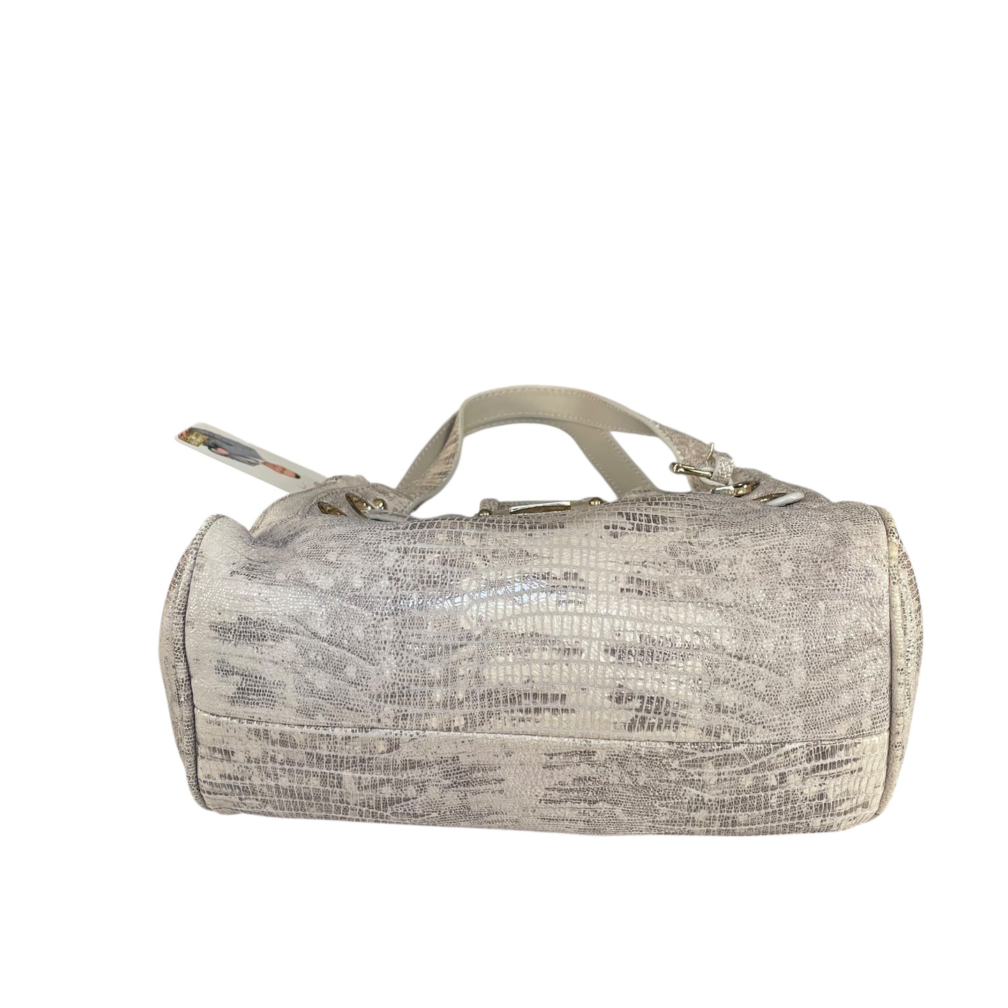 Jimmy Choo Ramona Lizard Embossed Leather Bag Creme / Gold HW Shoulder Purse