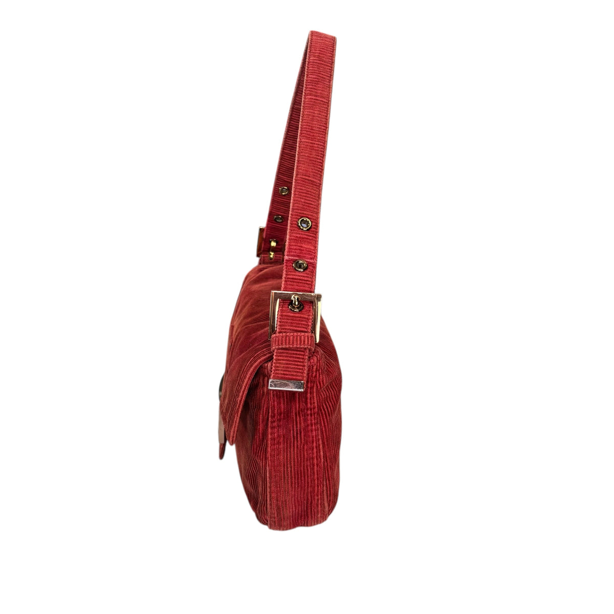 Fendi Y2K Baguette Corduroy Burgundy Rose Classic Shoulder Purse