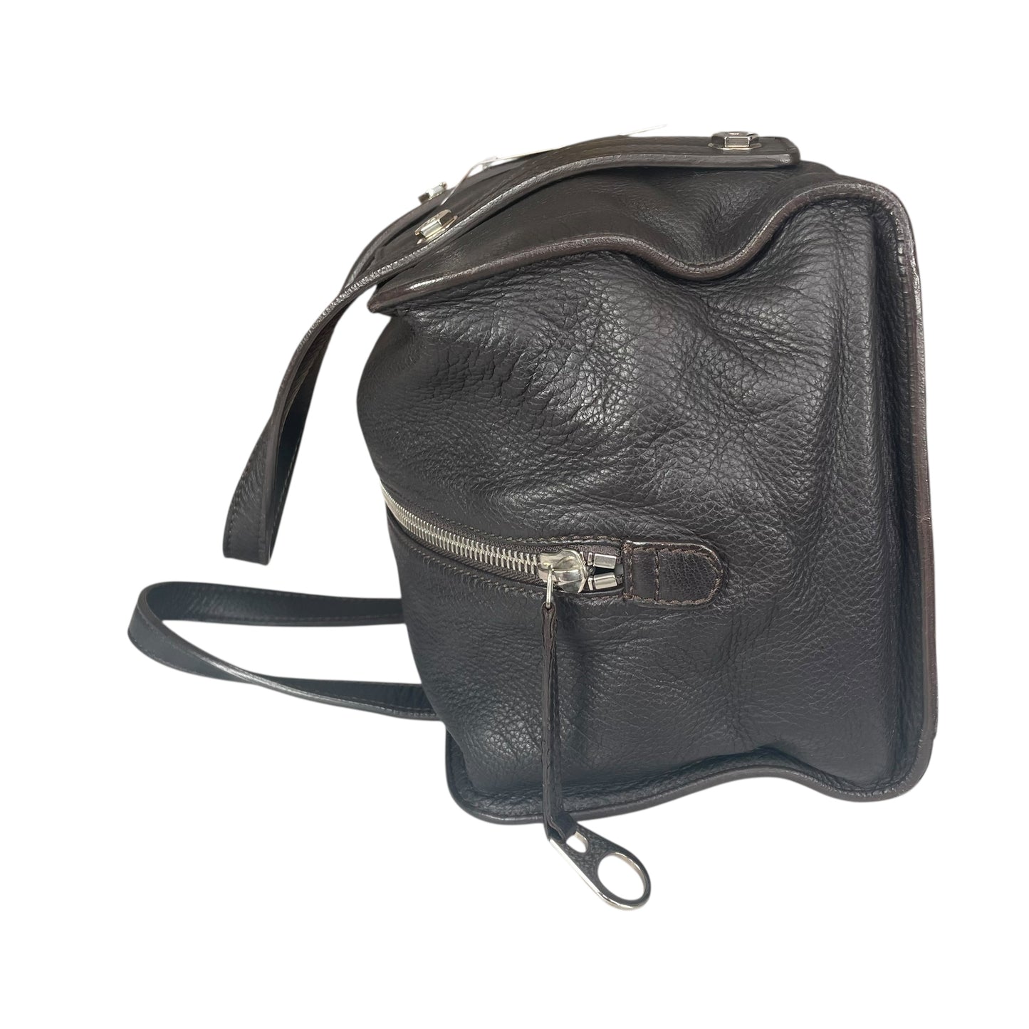 Chanel CC Bolt Deerskin Boston Dark Brown Studded Purse