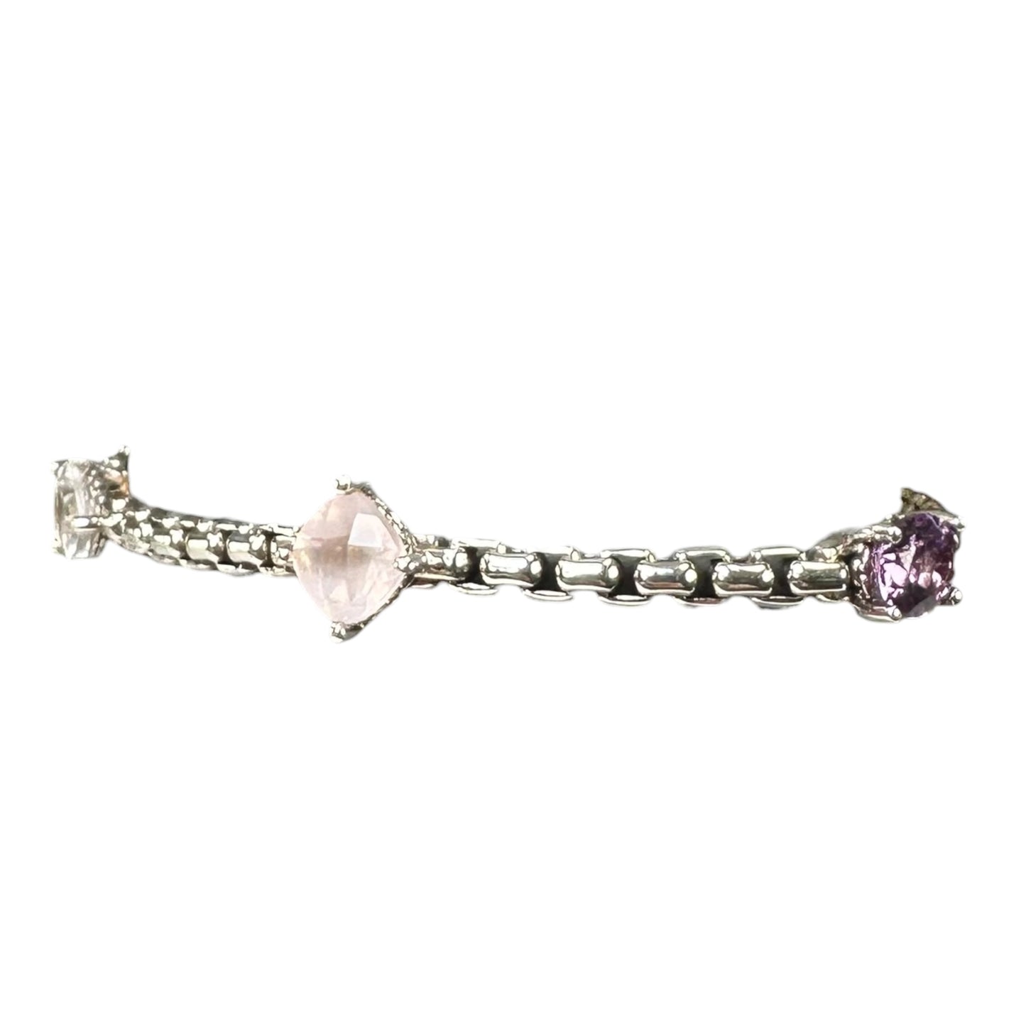 JAI by John Hardy Sterling Silver Multi-Gemstone Box Chain Bracelet 7”