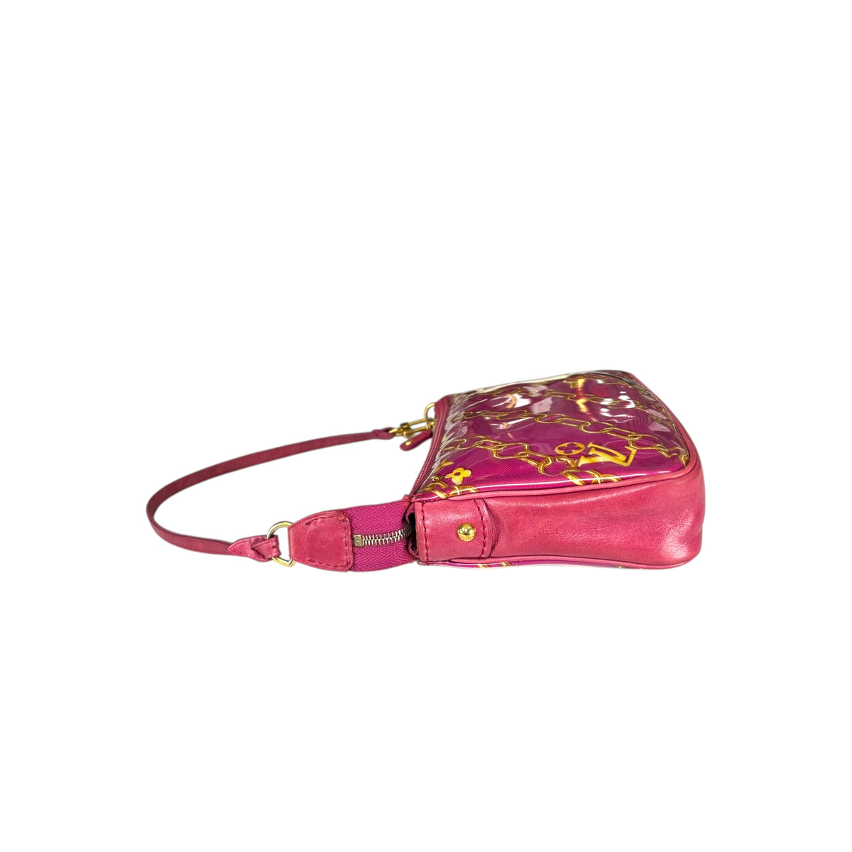 Louis Vuitton Y2K Limited GHW Chain PVC / Leather Fushia Mini Pouchette Purse
