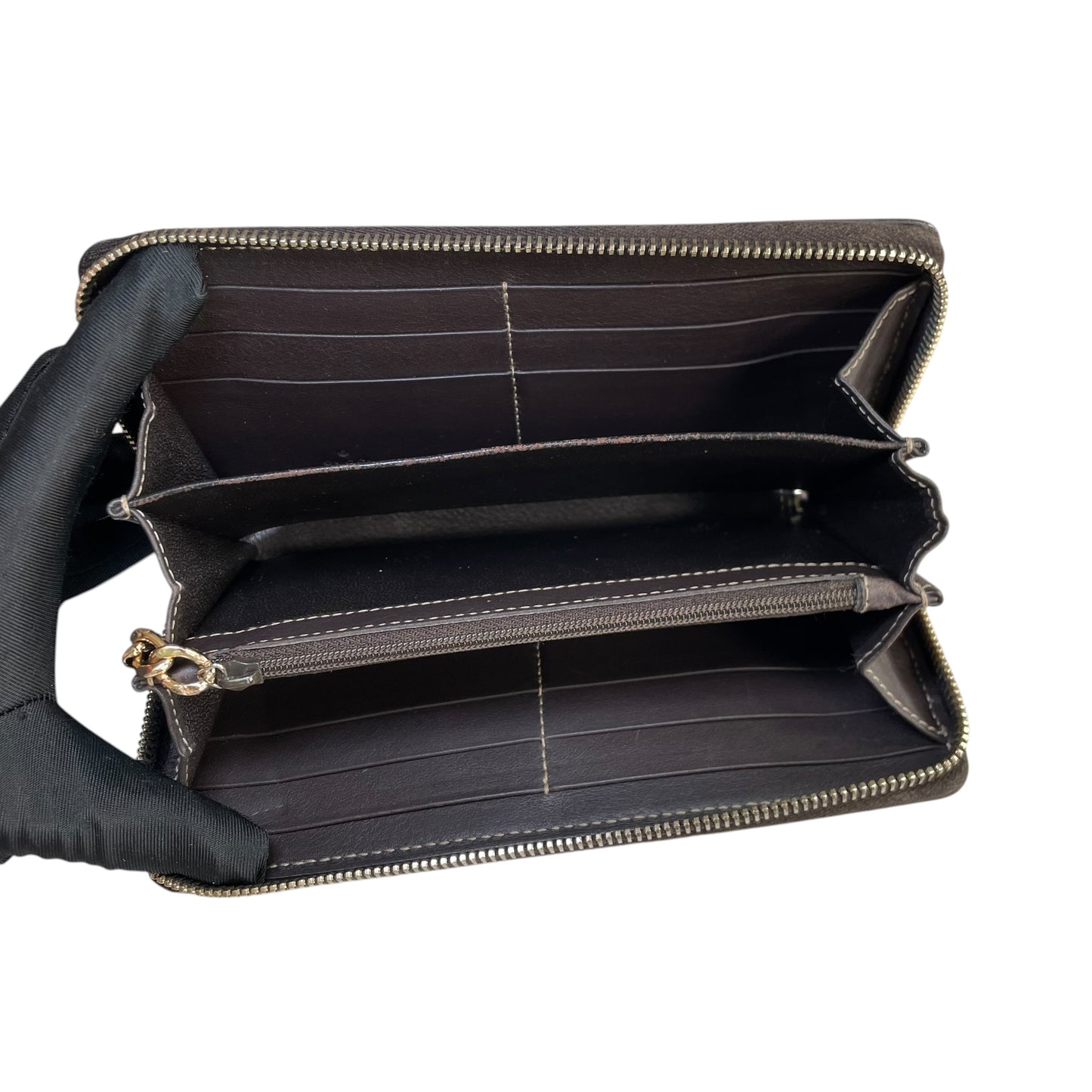 Gucci GG Mayfair Zip Around Wallet Brown Canvas Web Stripe Long Wallet