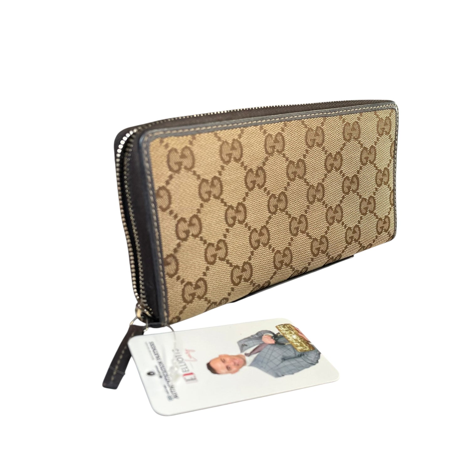 Gucci GG Mayfair Zip Around Wallet Brown Canvas Web Stripe Long Wallet