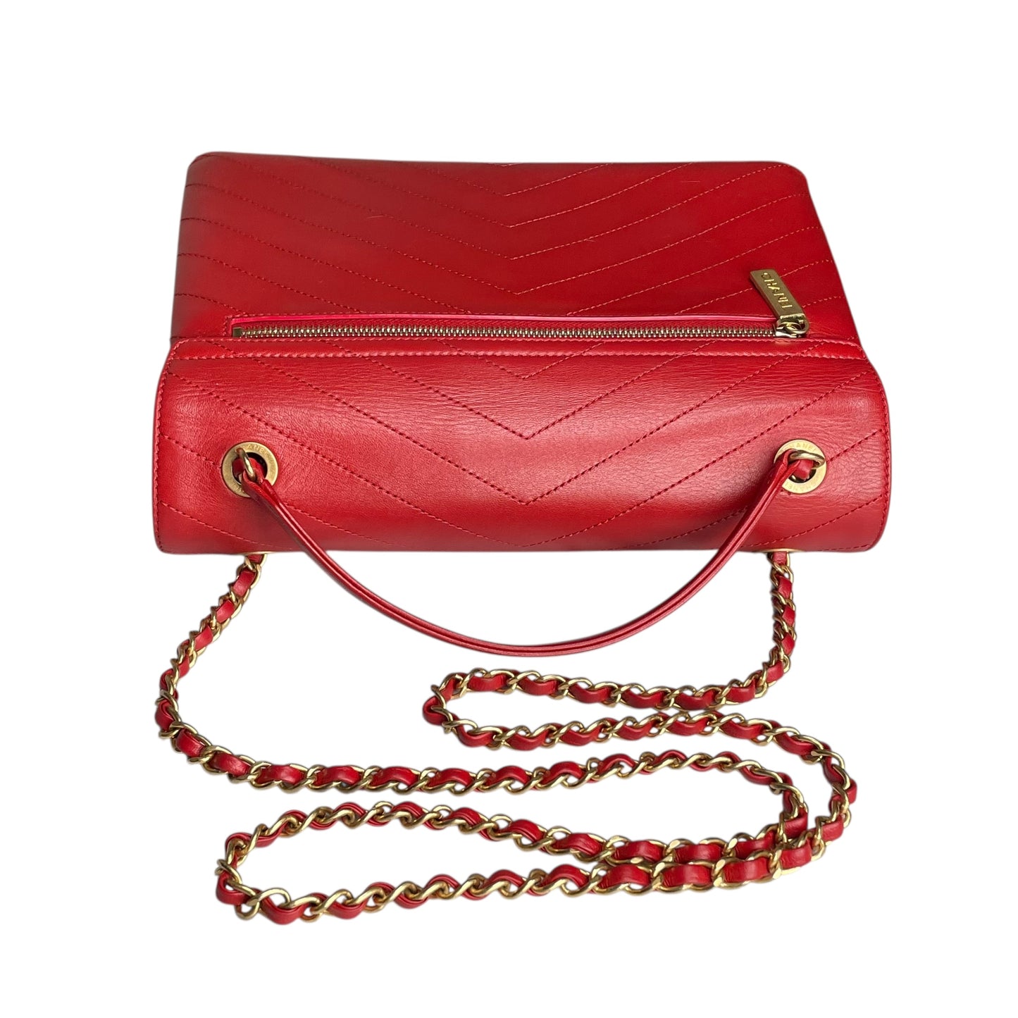 Chanel Paris–Seoul Chevron Envelope Leather Flap Bag – Red – Medium
