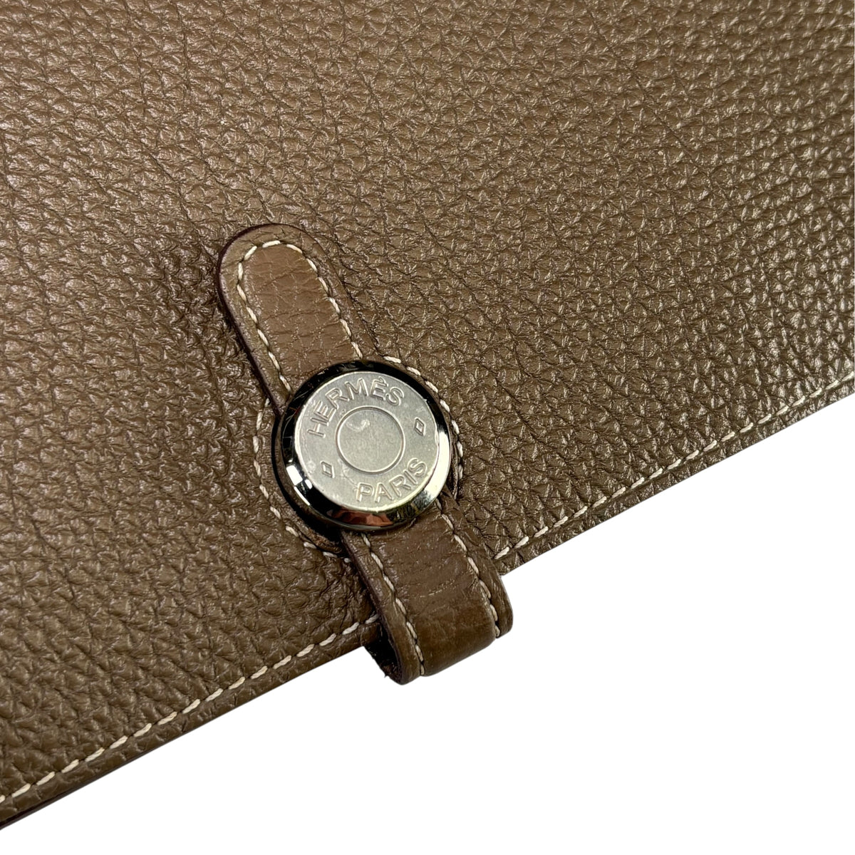 Hermes Étoupe Togo Leather Dogon GM Long Palladium Wallet Set