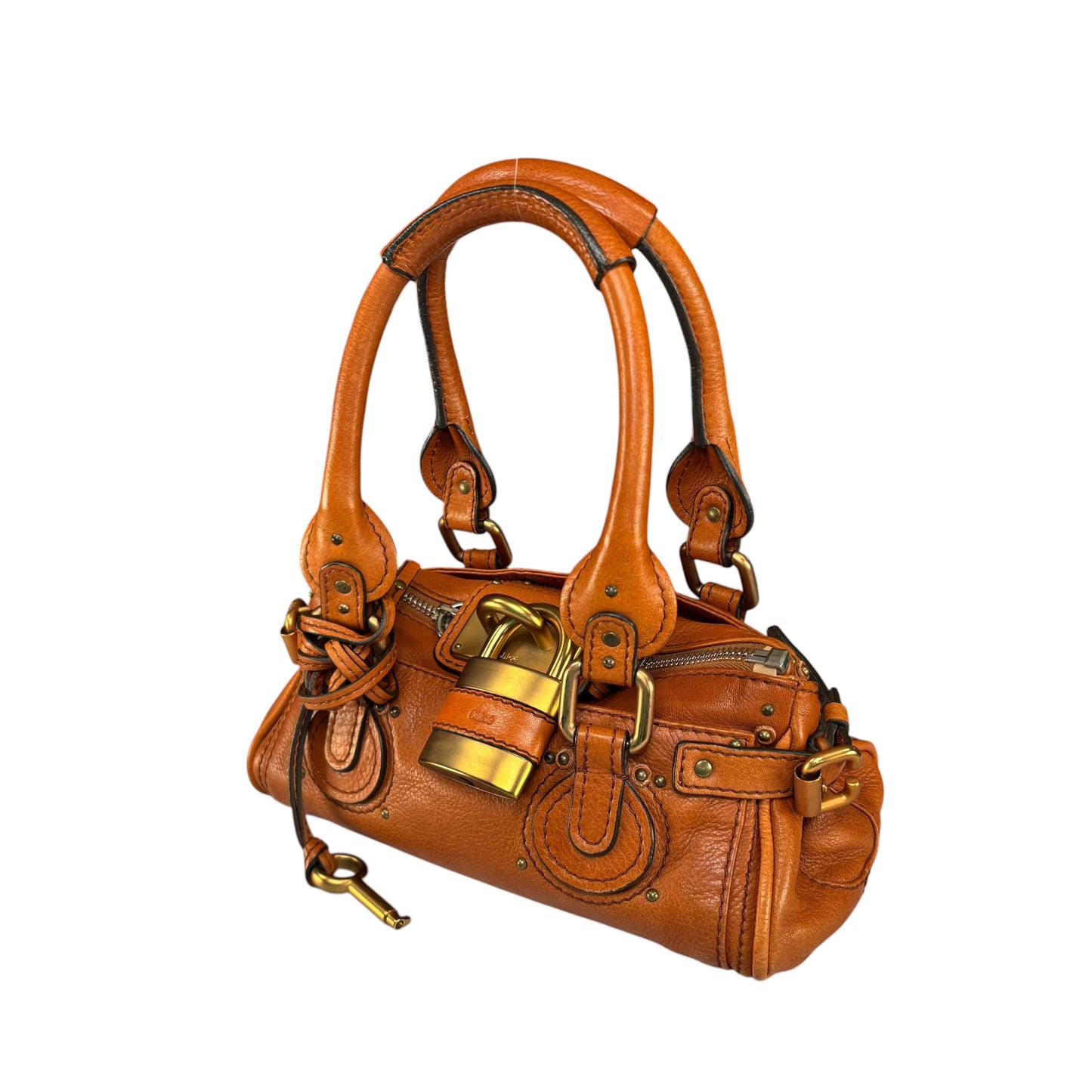 Chloe Mini Brown Leather GHW Paddington Lock Shoulder Purse