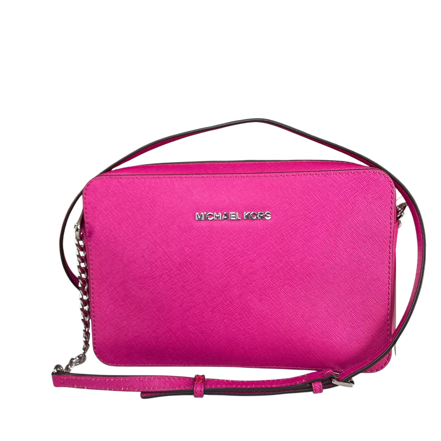 Michael Kors Fushia Saffiano Leather SHW Pink Jet Set Crossbody