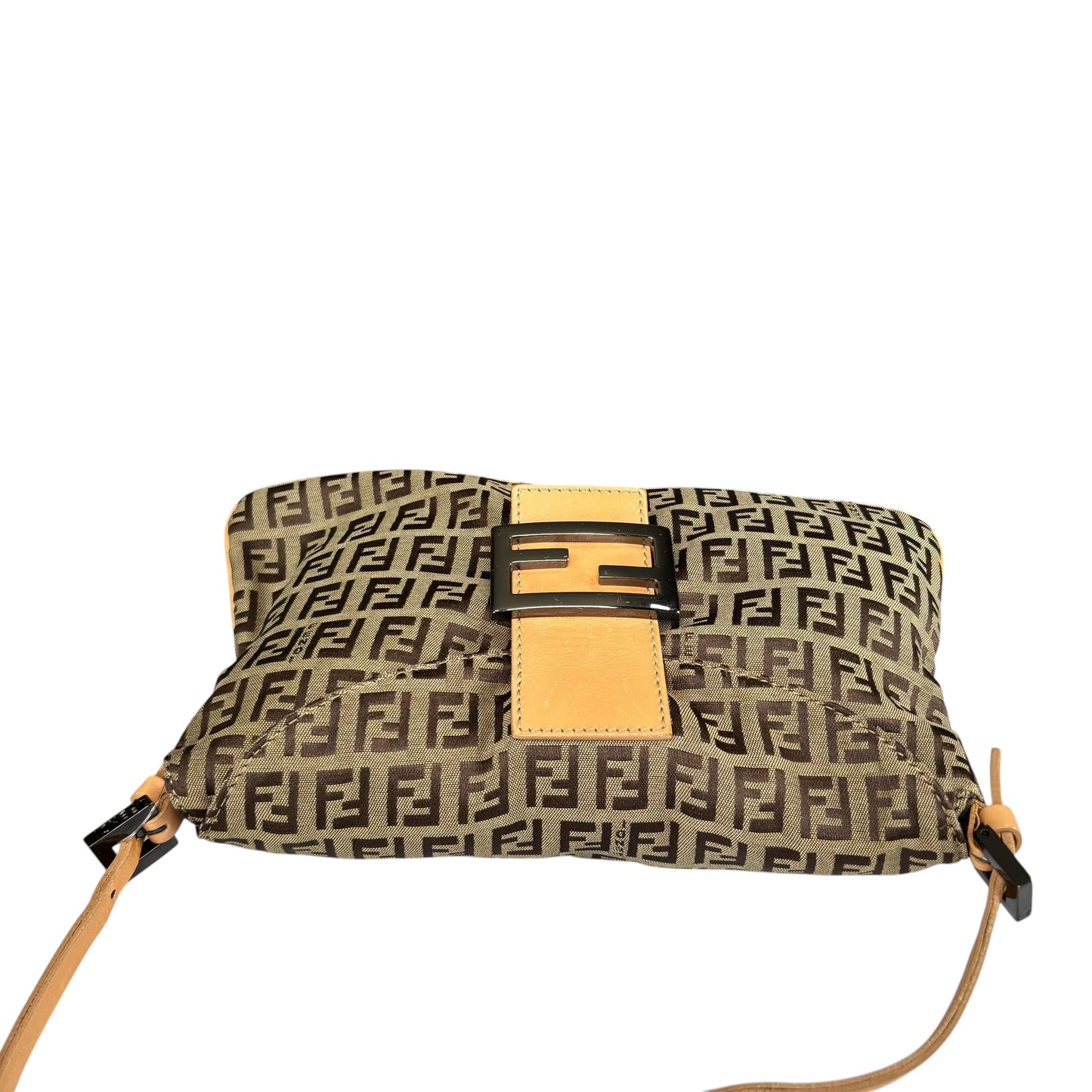 Fendi Y2K Slim Mama Baguette Tan Gunmetal Purse