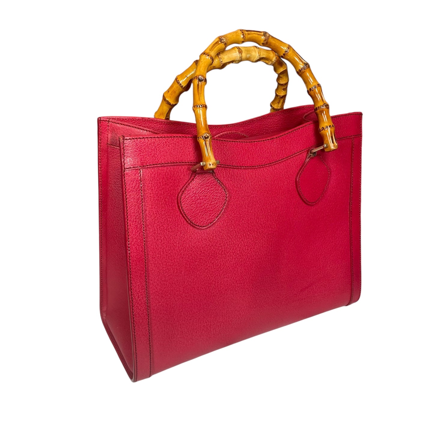 Gucci Diana Classic Bamboo GHW Raspberry Medium Leather Tote