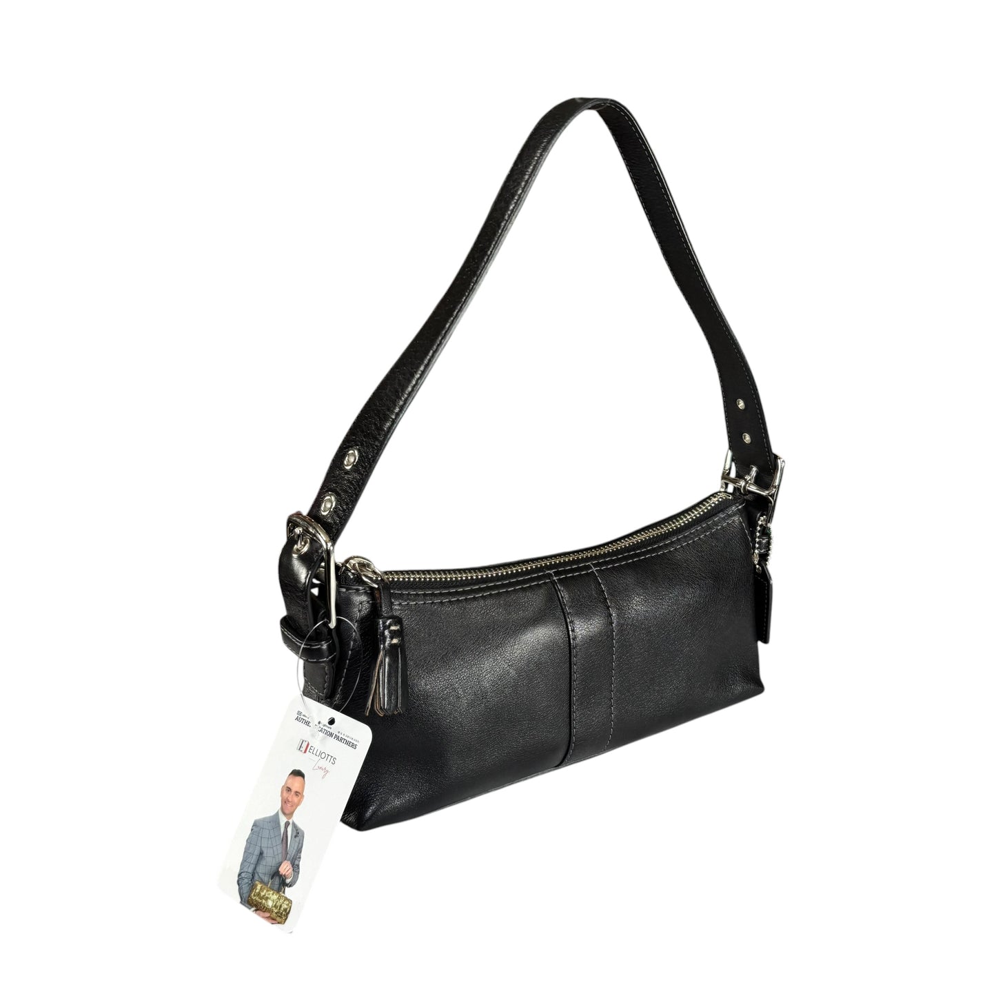 Coach Hamilton Baguette Black Leather SHW Shoulder Purse