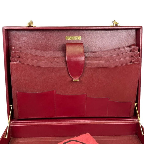 Cartier Must Da Attache Bordeaux Leather Dual Combo Lock Multi Laptop Briefcase