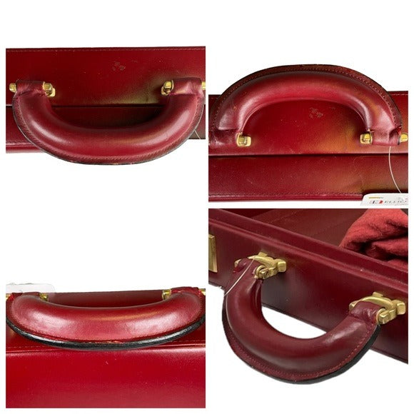 Cartier Must Da Attache Bordeaux Leather Dual Combo Lock Multi Laptop Briefcase