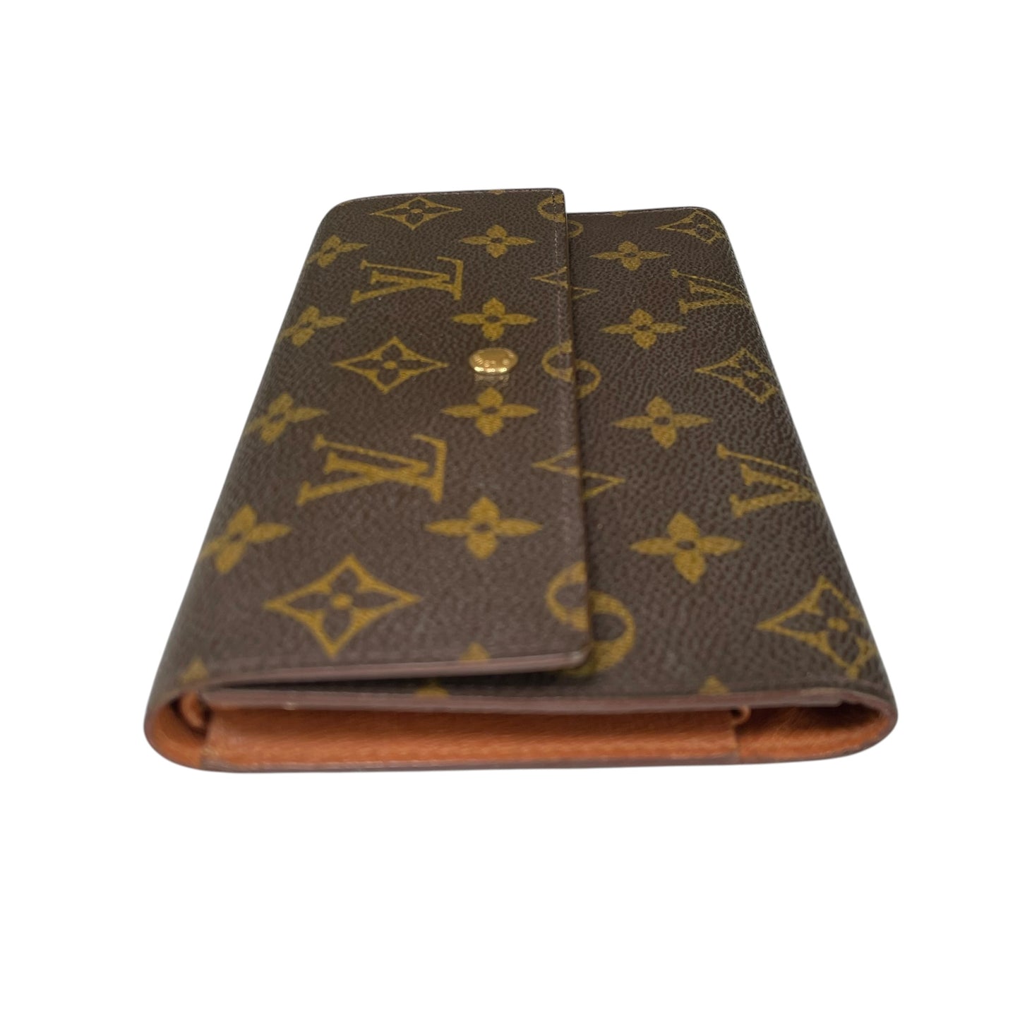 Louis Vuitton Sarah Monogram Portfolio Coated Canvas Brown Long Tri-Fold Wallet