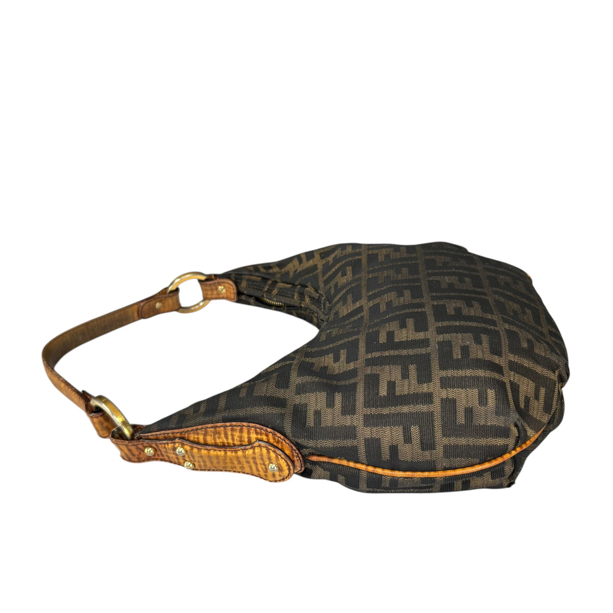 Fendi Y2K Zucca Embossed Lizard Chef Shoulder Purse