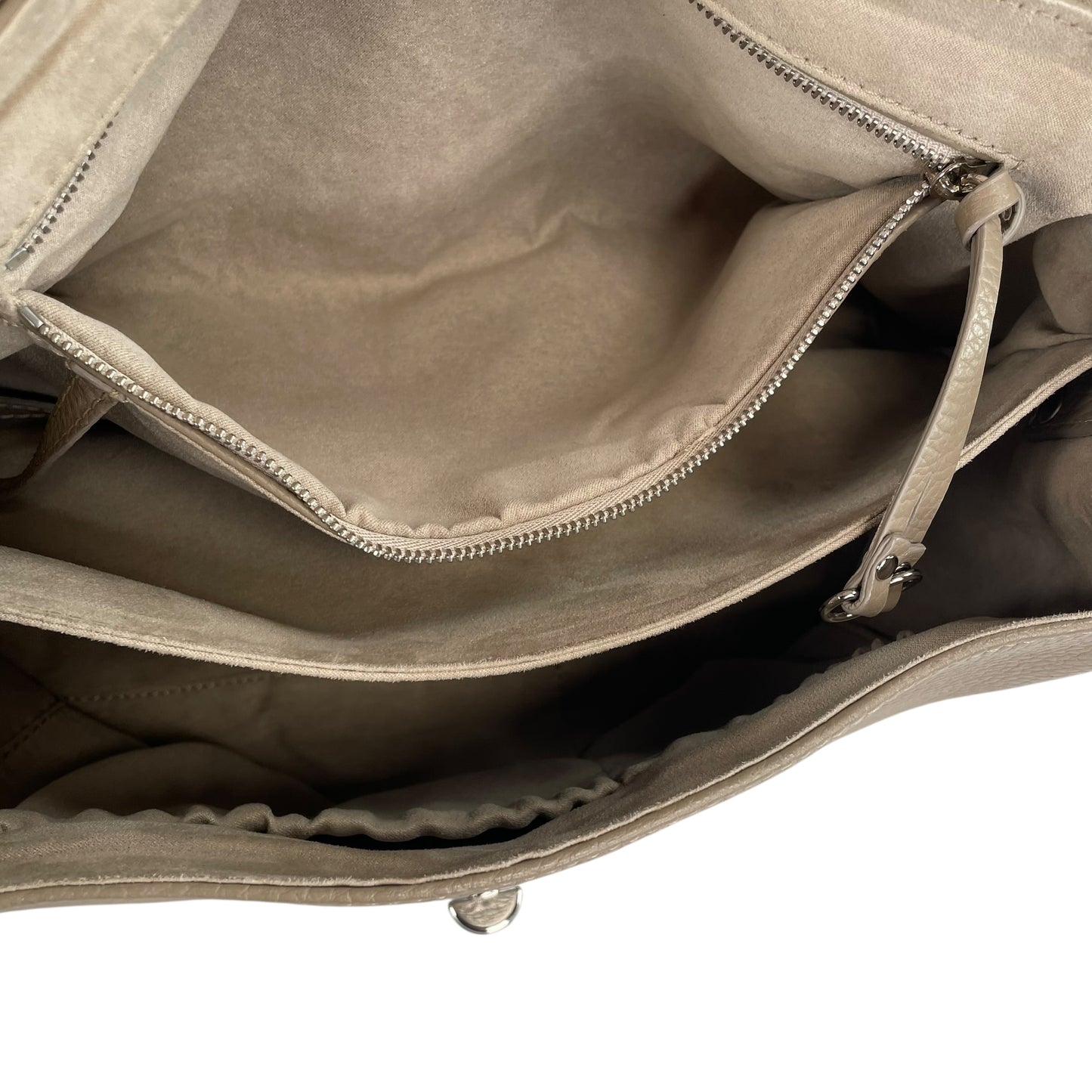 Zanellato Postina Taupe Daily Small Studded 2-Way SHW Top Leather Handle Purse