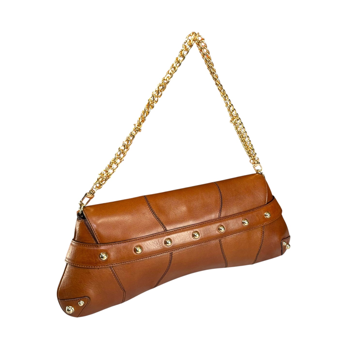 Gucci Classic Y2K Horsebit Gold Brown Jumbo XL Leather Shoulder Bag