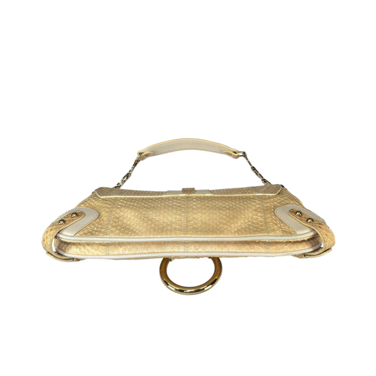 Dolce & Gabbana Y2K Python Creme Two-Tone Shoulder Purse