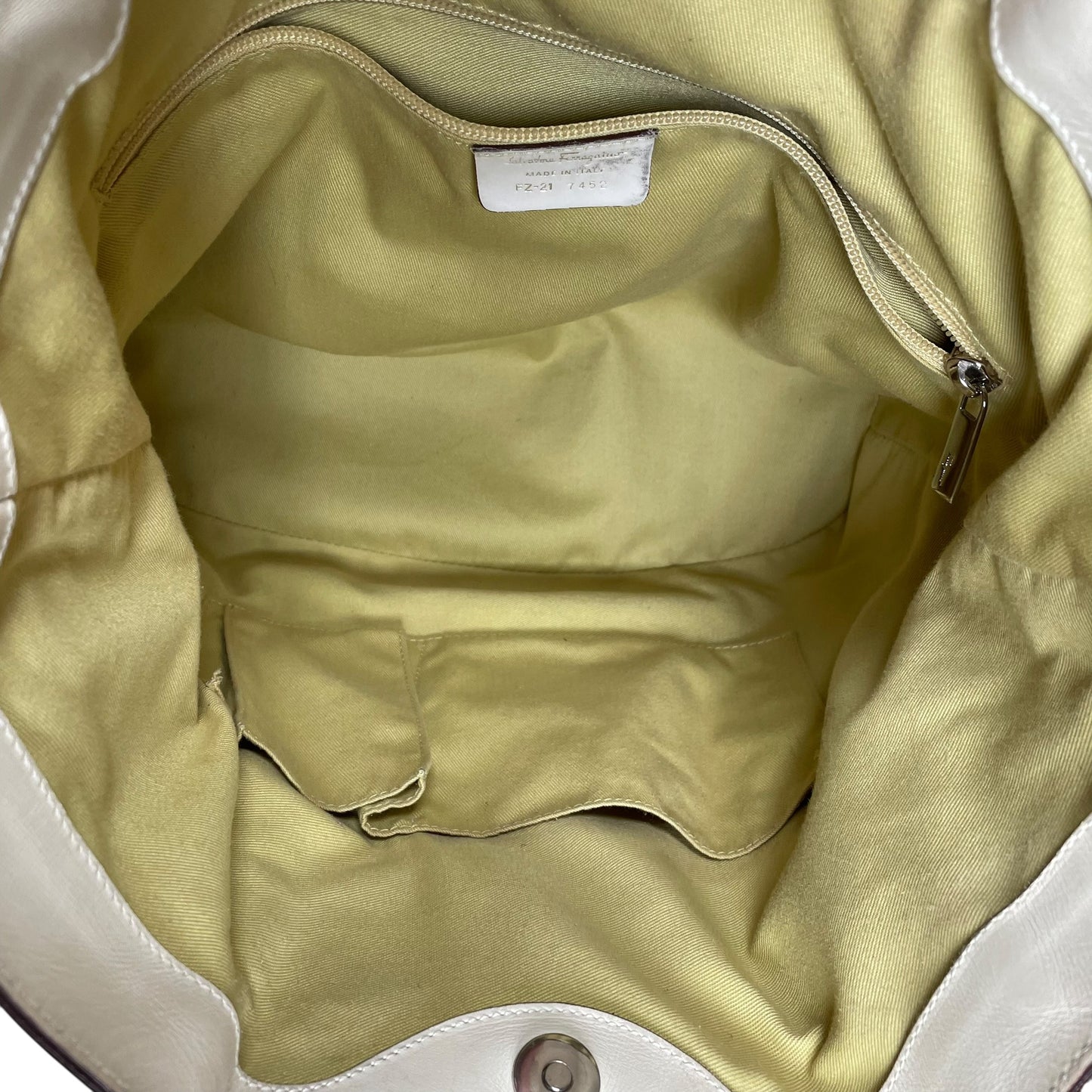 Salvatore Ferragamo Patchwork Leather Hobo Bag Cream Diamond Panel Shoulder Bag