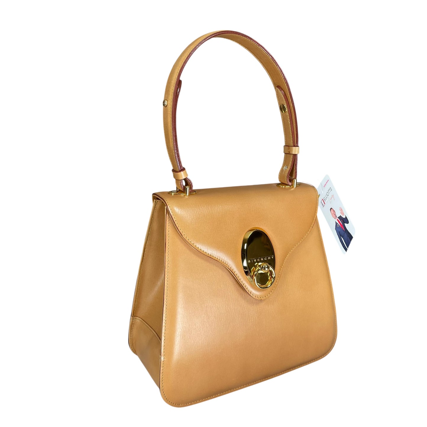 GIVENCHY Kelly Top Handle Camel Brown Magnetic GHW Snap Closure Shoulder Purse