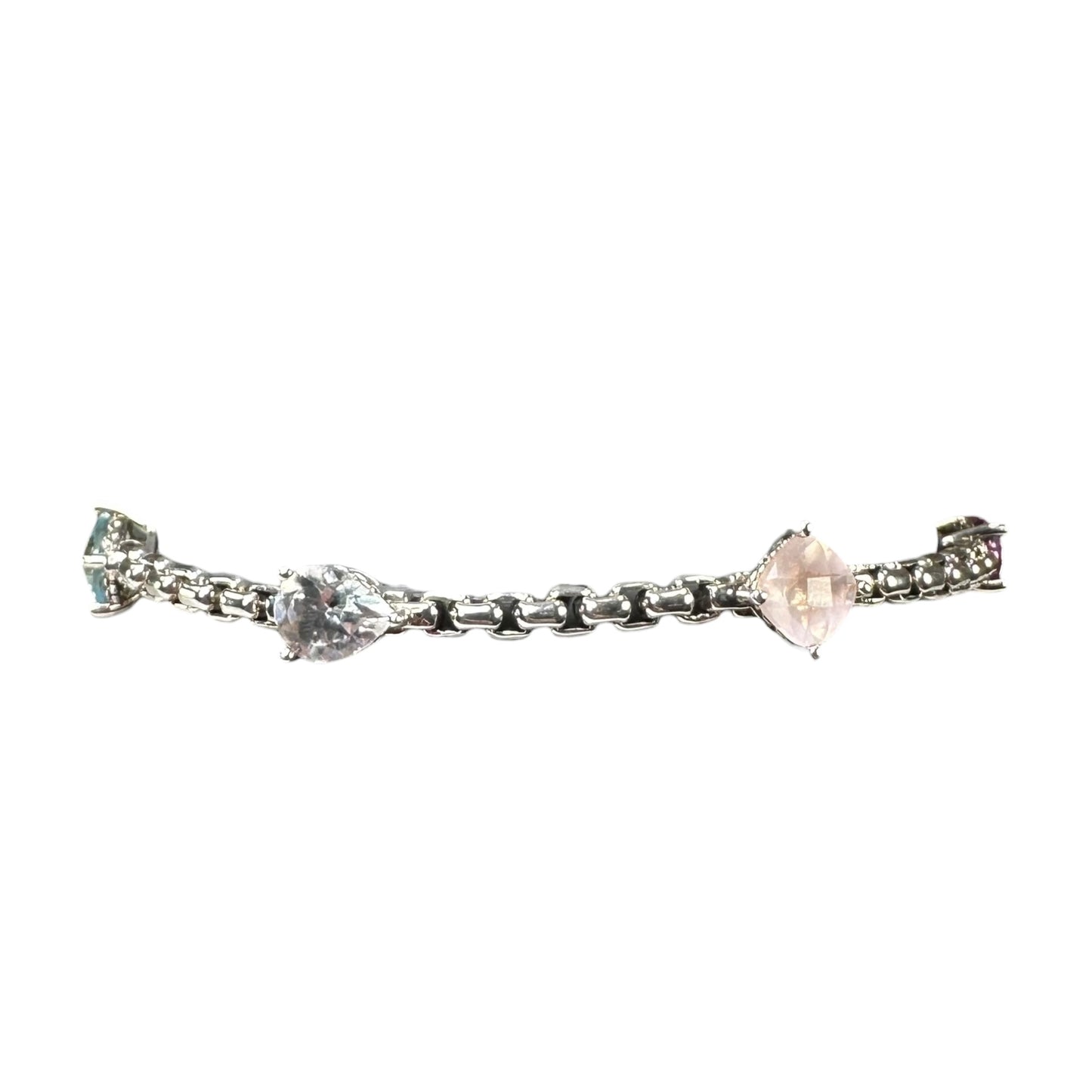 JAI by John Hardy Sterling Silver Multi-Gemstone Box Chain Bracelet 7”